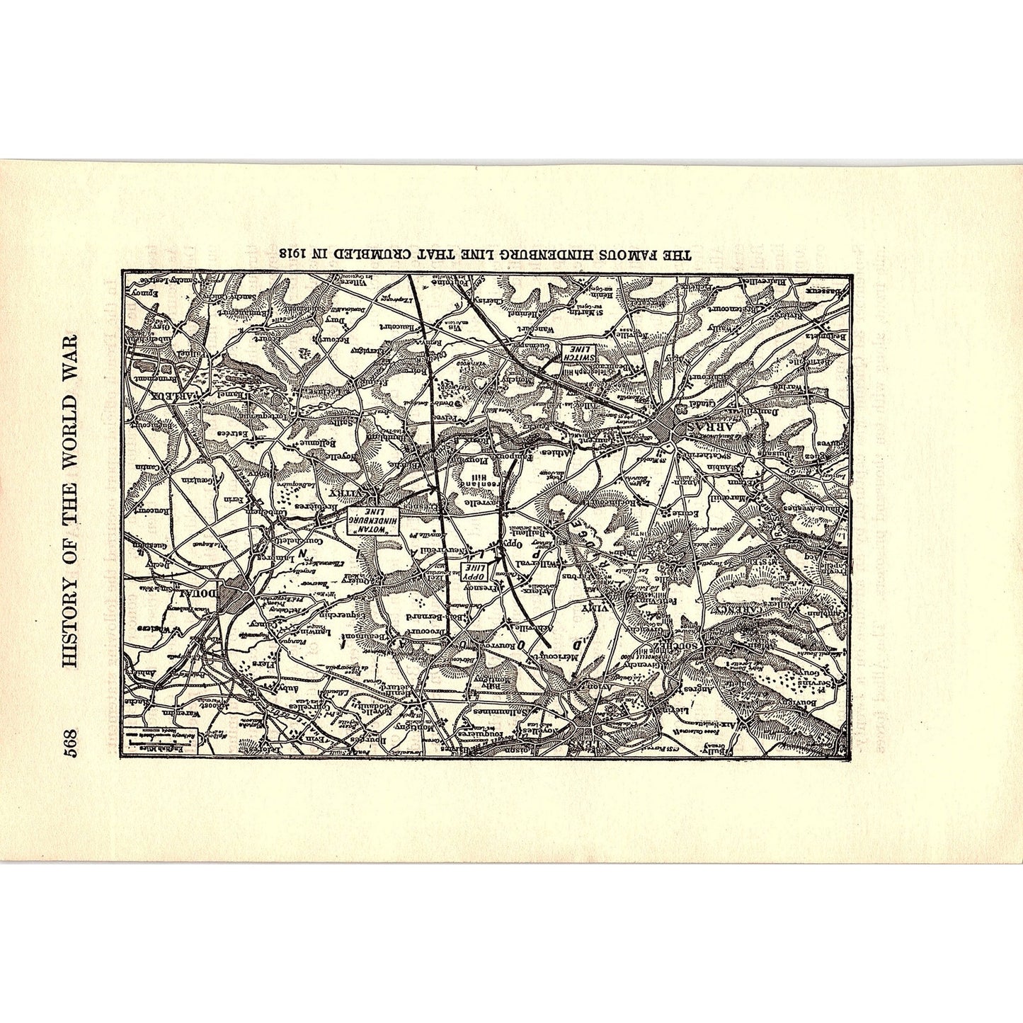 The Famous Hindenburg Line That Crumbled 1919 WWI Map Print AG1-1