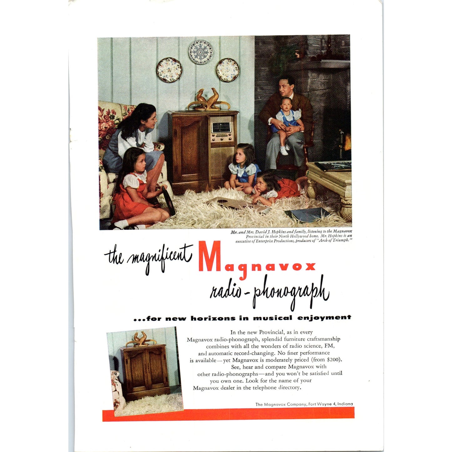 Du Mont Hampshire Cabinet Television TV Teleset - Vintage Magazine Ad D20