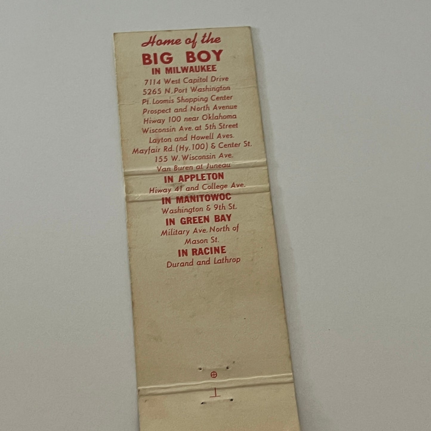 Marc's Big Boy Restaurant Wisconsin Matchbook Cover TB6-MB2-4