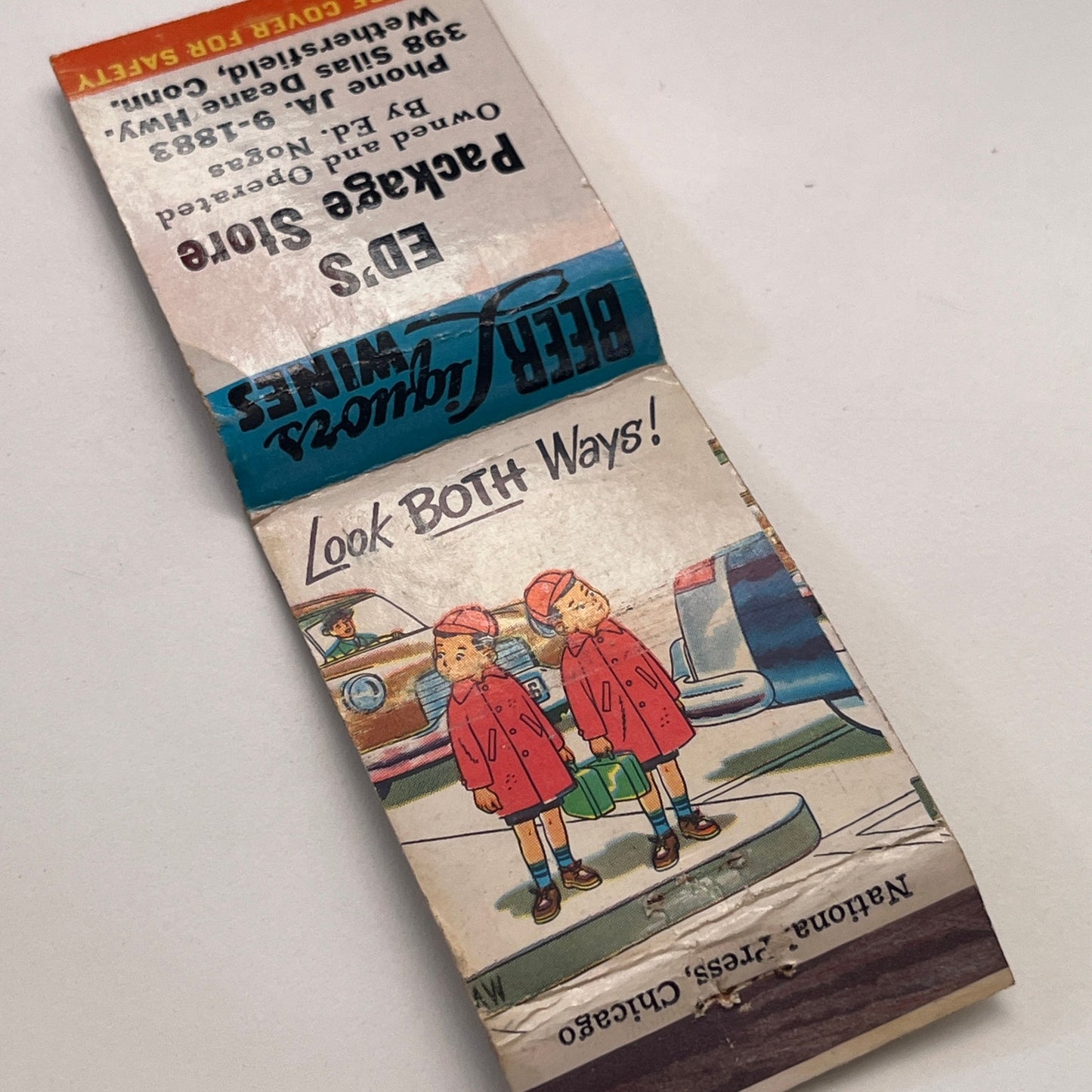 Ed's Package Store Ed Nogas Wethersfield CT Vintage Matchbook Cover TB8-MB-15