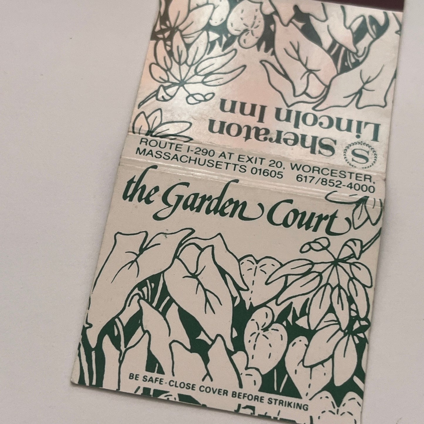 Sheraton Lincoln Inn Garden Court Worcester MA Vintage Matchbook Cover TB8-MB2-3