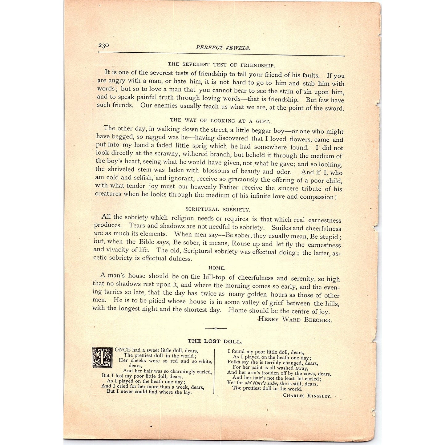 Happy Thoughts - Henry Ward Beecher 2 Pages 1884 Poem TA5-CJ-4