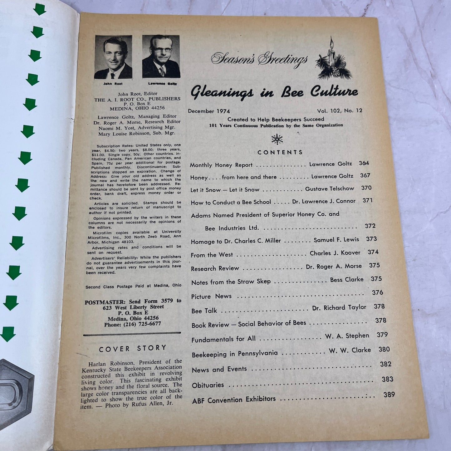 1974 Dec - Gleanings in Bee Culture Magazine - Bees Beekeeping Honey M33