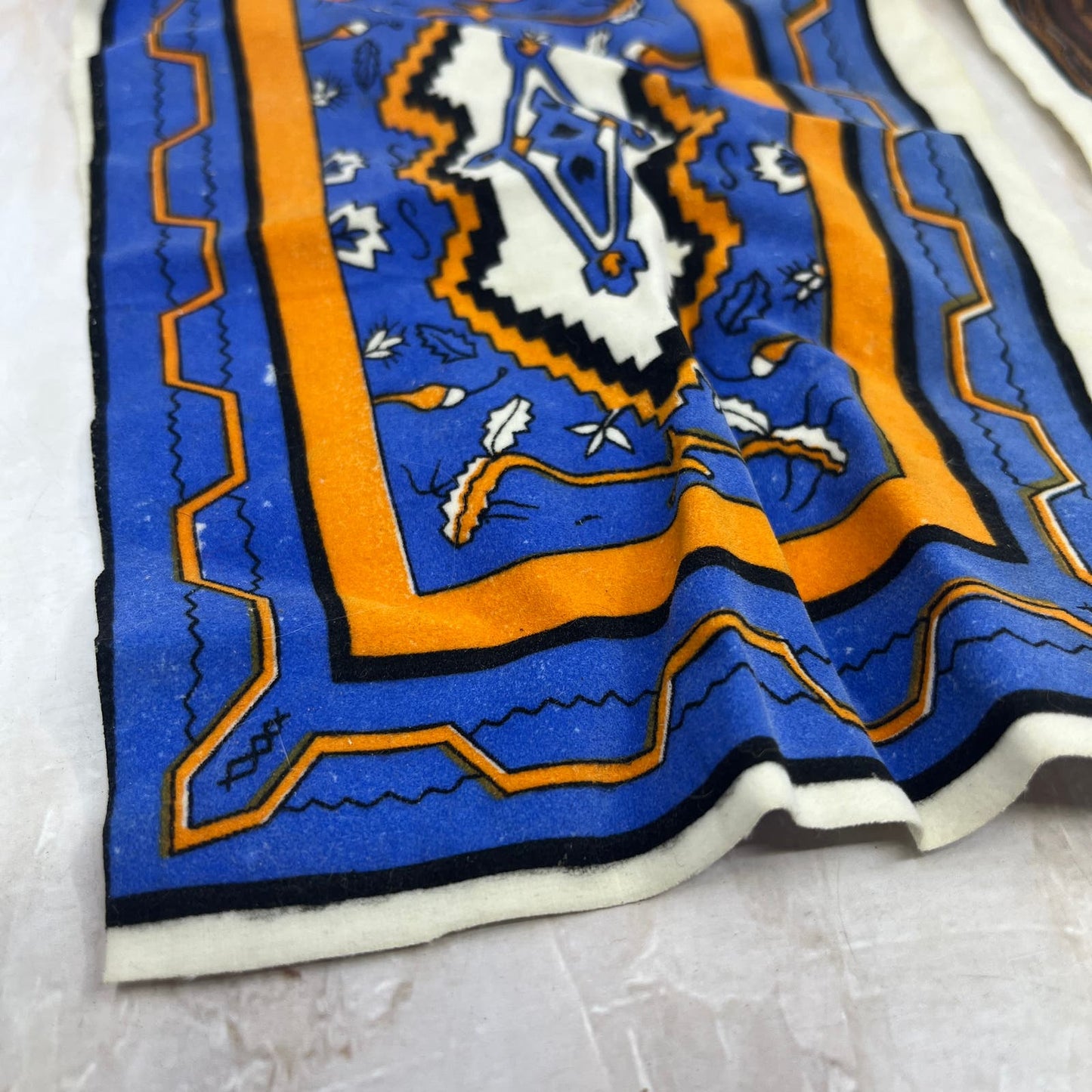 Retro Doll House Carpet Rug Set of 3 - 6x9 & 4.5x5.5 Blue Brown Orange TE9