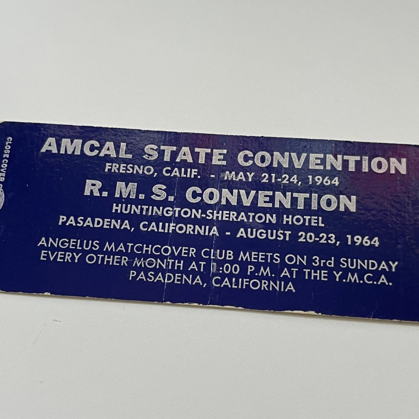 R.M.S. Amcal State Convention 1964 Fresno CA Vintage Matchbook Cover TB6-MB1-14
