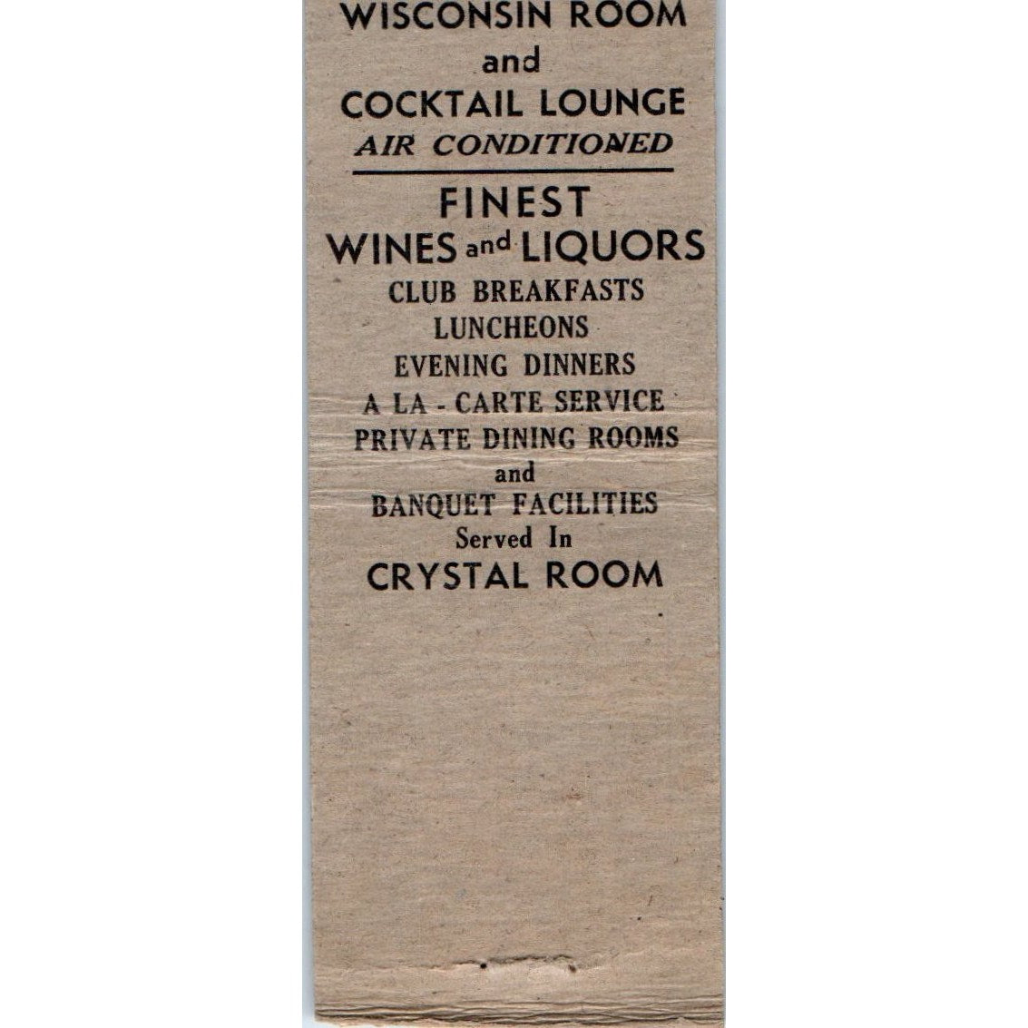Hotel Stoddard John A. Elliott La Crosse WI Vintage Matchbook Cover SD4-Y2