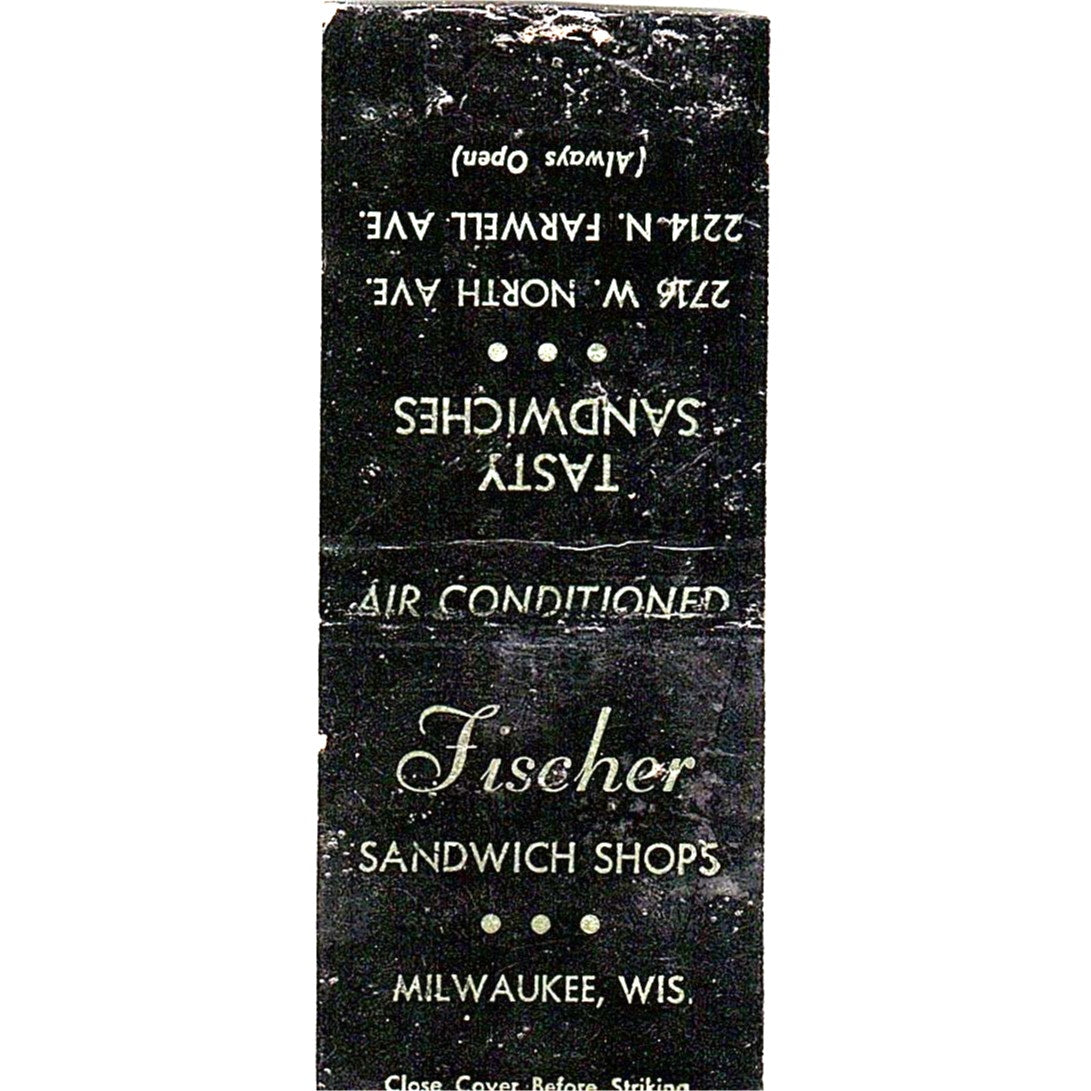 Fischer Sandwich Shops Milwaukee WI Vintage Matchbook Cover SC7-Y9
