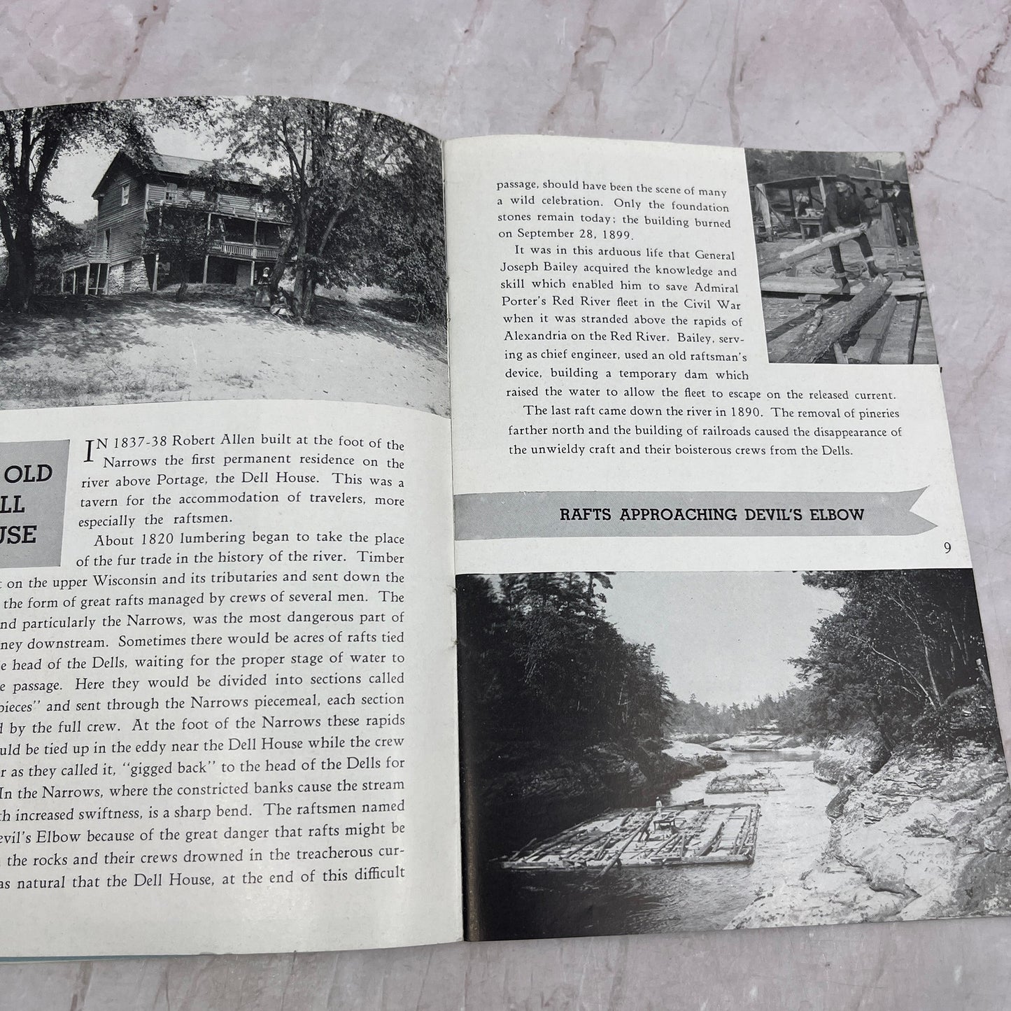 1949 The Dells of the Wisconsin River Color Travel Guide Book TH9-LX1