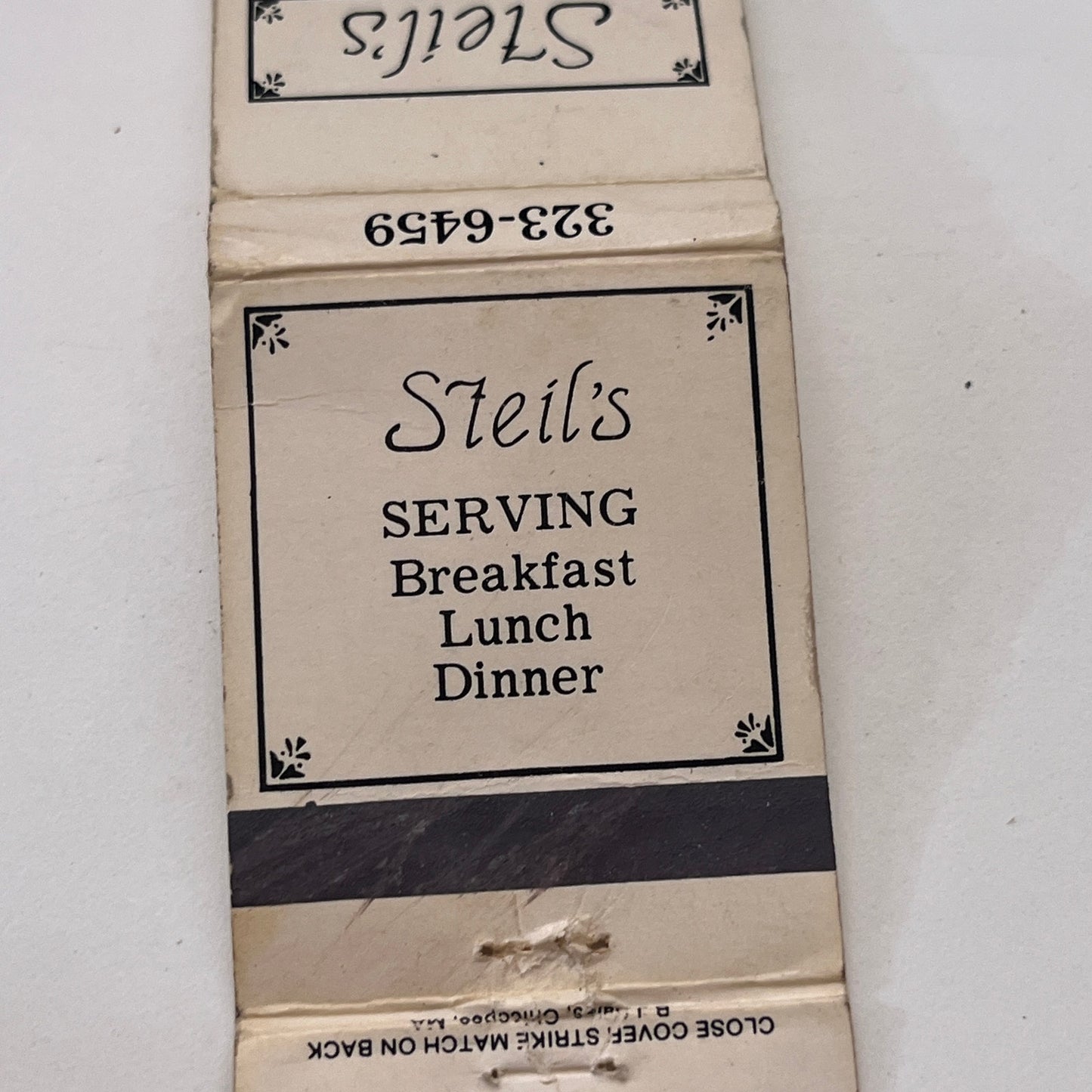 Steil's Restaurant and Lounge Belchertown Vintage Matchbook Cover TB8-MB-14