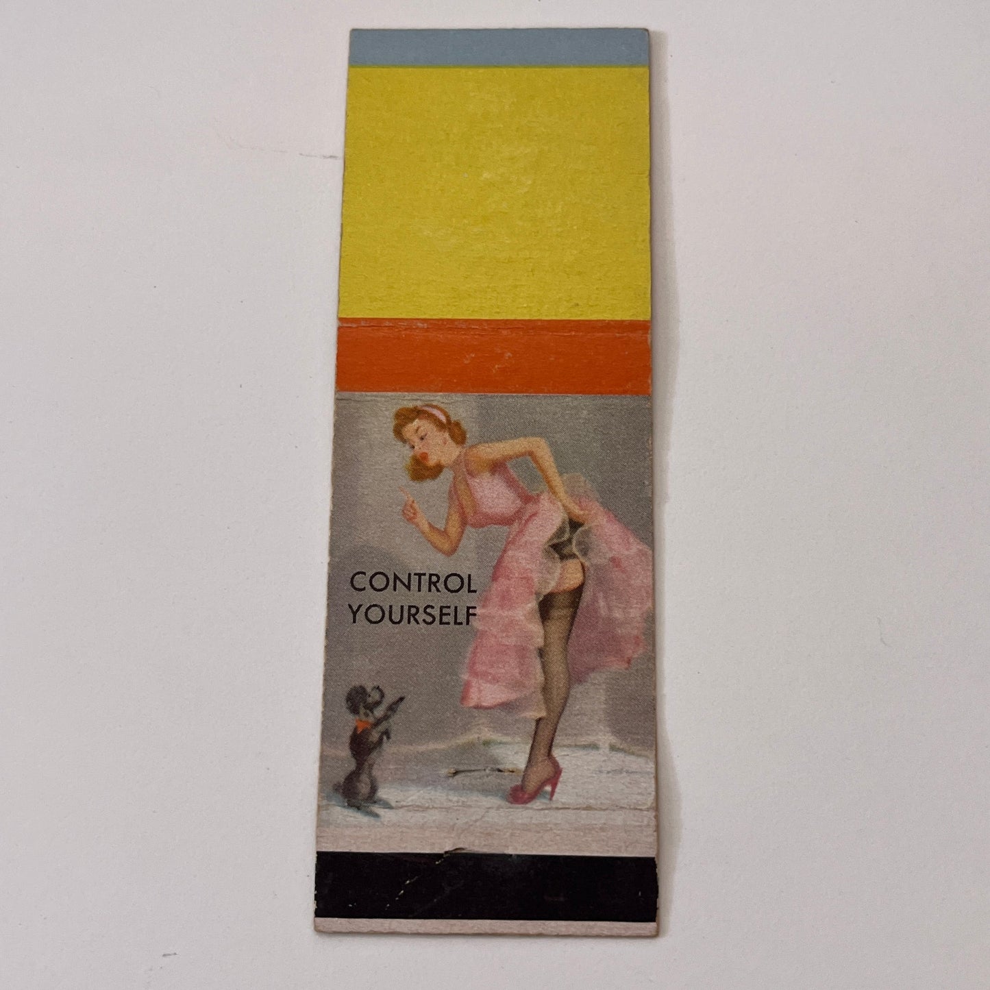 Control Yourself Pinup Poodle Dog Vintage Matchbook Cover TB6-MB1-15