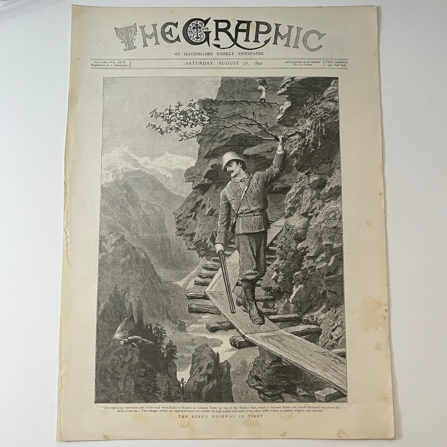 The King's Highway in Tibet Shikari Pass - The Graphic COVER ONLY 1892 Aug V1-7