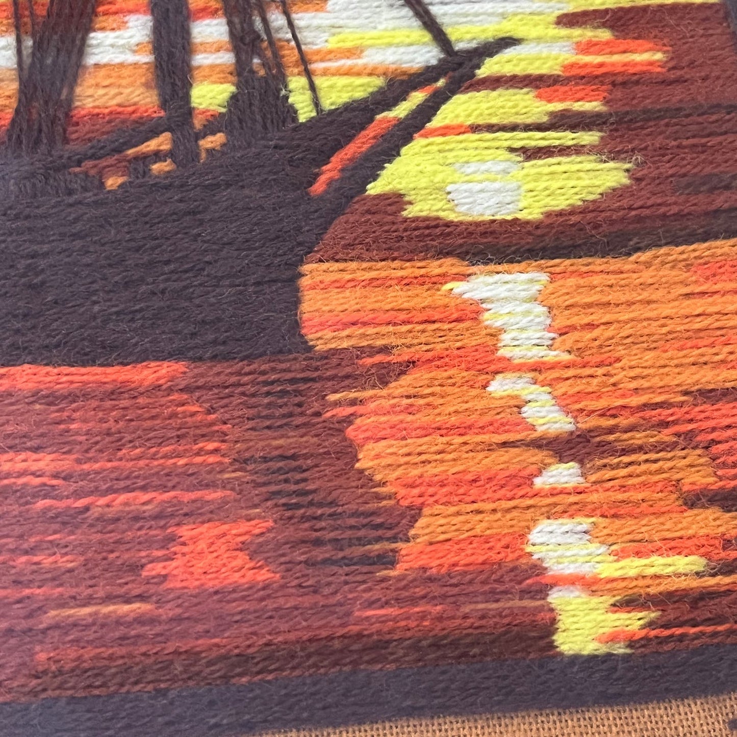 1976 Framed Crewel Embroidery Sunset Paragon Needlecraft Nautical Sailboat 20x26