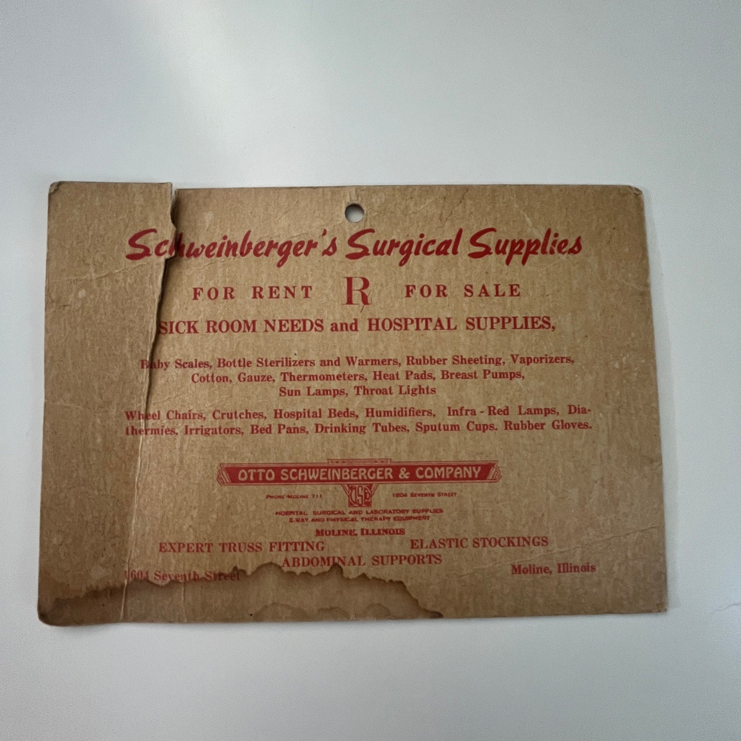 Vintage Otto Schweinberger & Co Moline IL - Quiet Baby Sleeping Sign J17