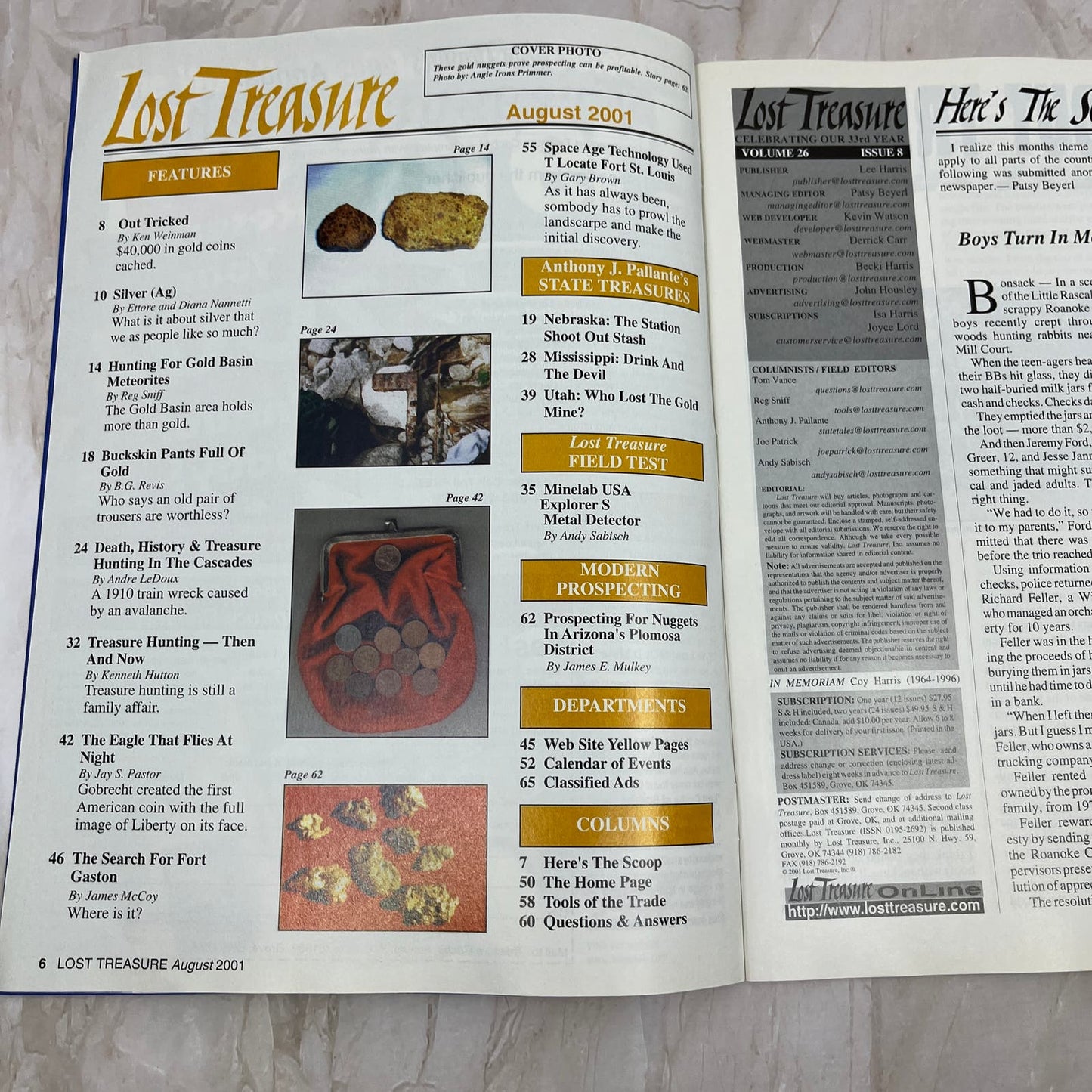 2001 Aug - Lost Treasure Magazine - Treasure Hunting Gold Prospecting M14