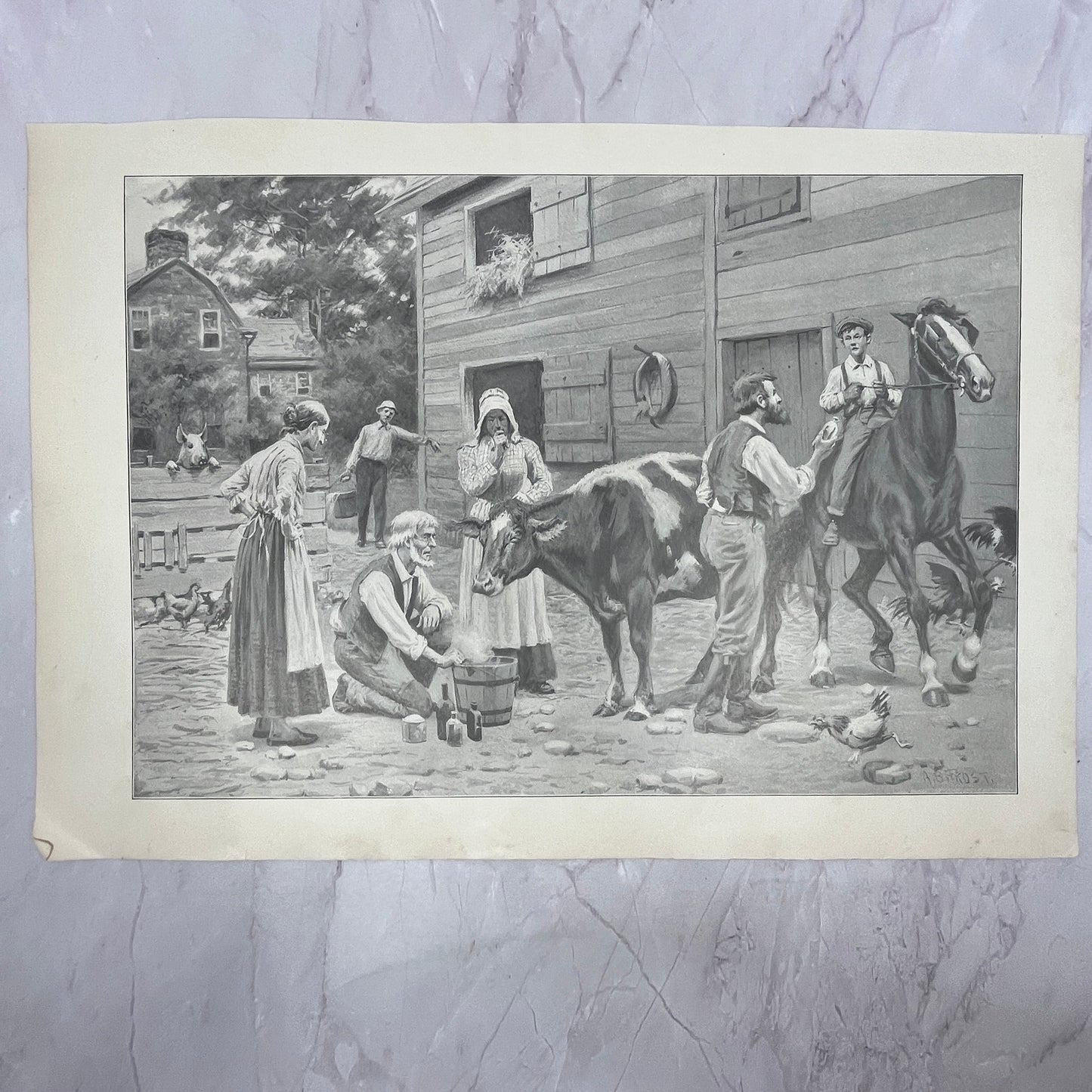 By-Gone Days African American Couple - Original 1904 A.B. Frost Art Print V14-3