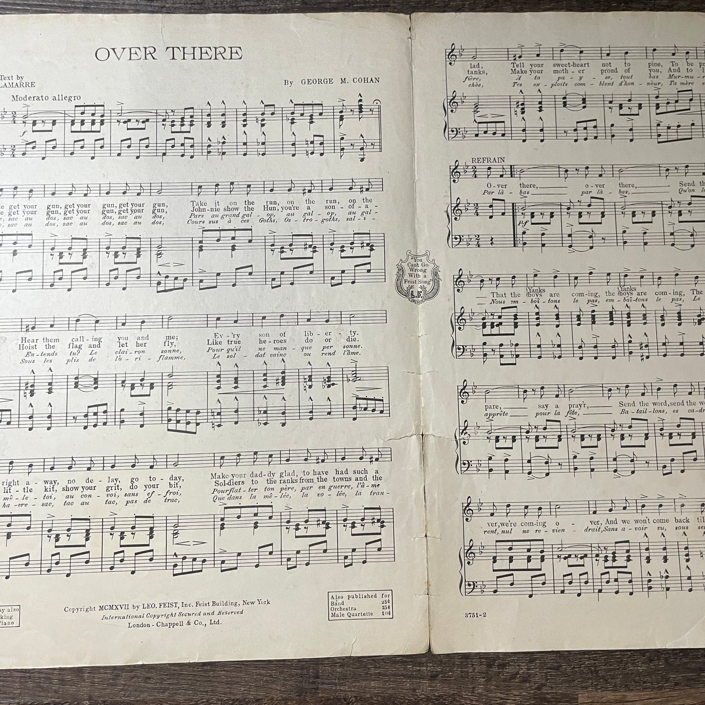 Over There WWI George M. Cohan 1918 Sheet Music V13