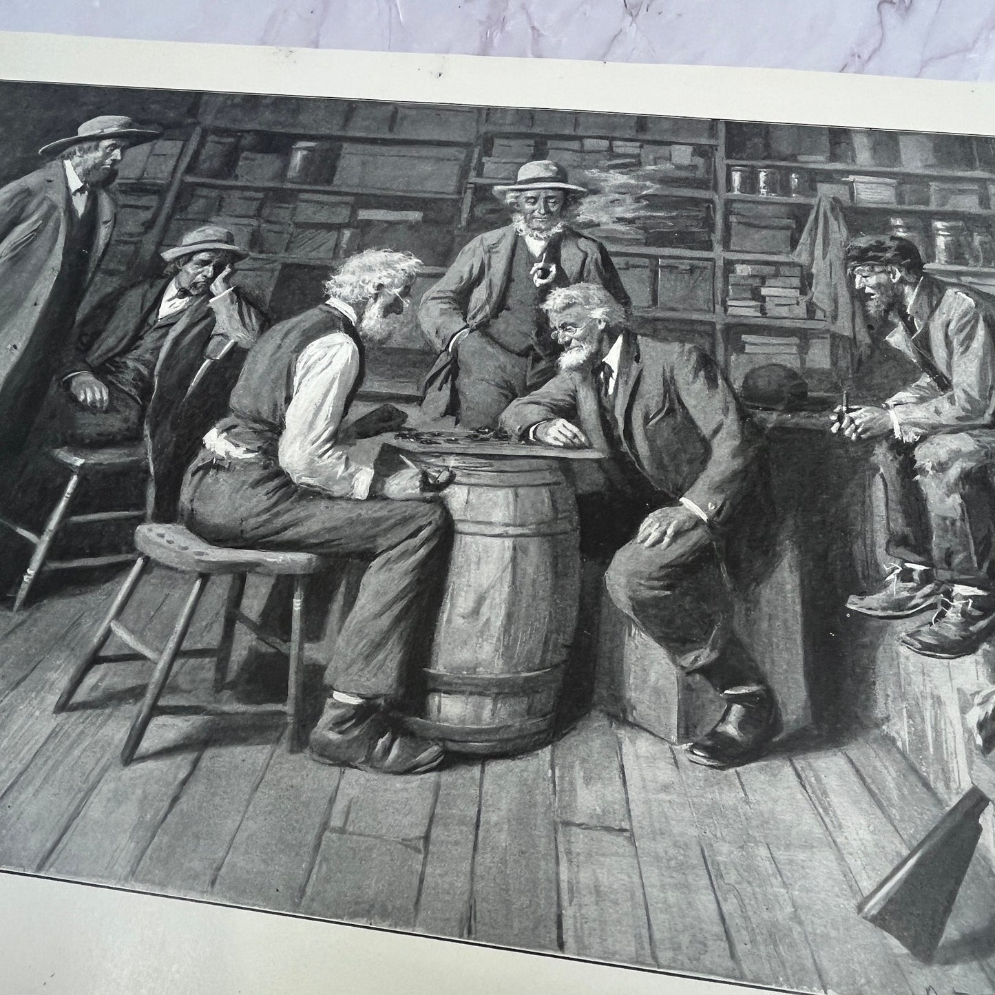 Game Between The Squire & Postmaster - Original 1904 A.B. Frost Art Print V14-3