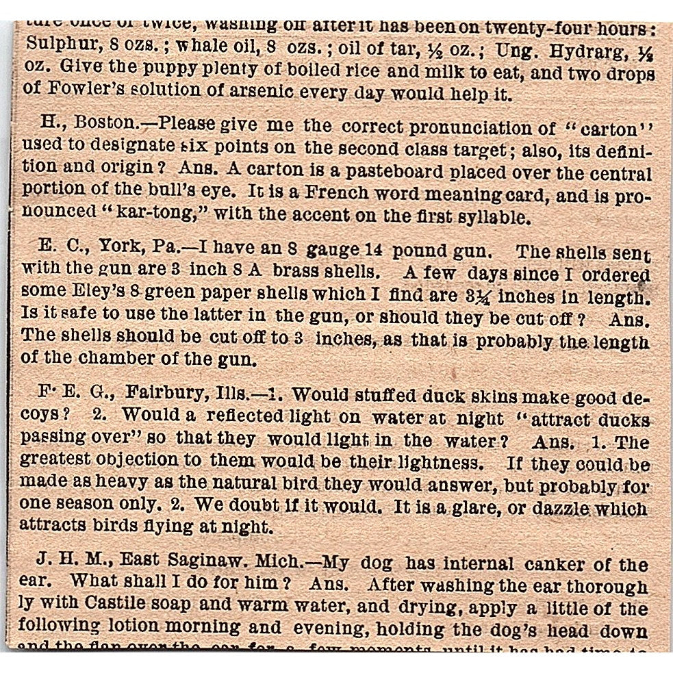 To Correspondents Charles Hallock T.C. Banks S.H Turrill 1878 Article AG2-H3