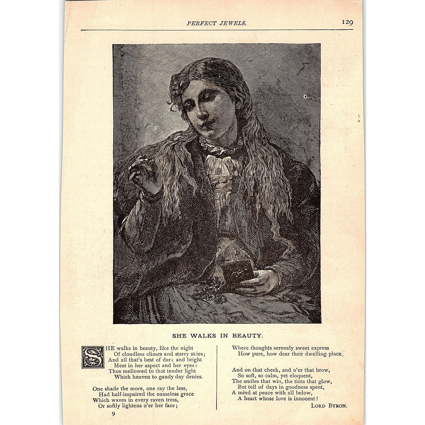 She Walks in Beauty - Lord Byron 1884 Poem AG3-1