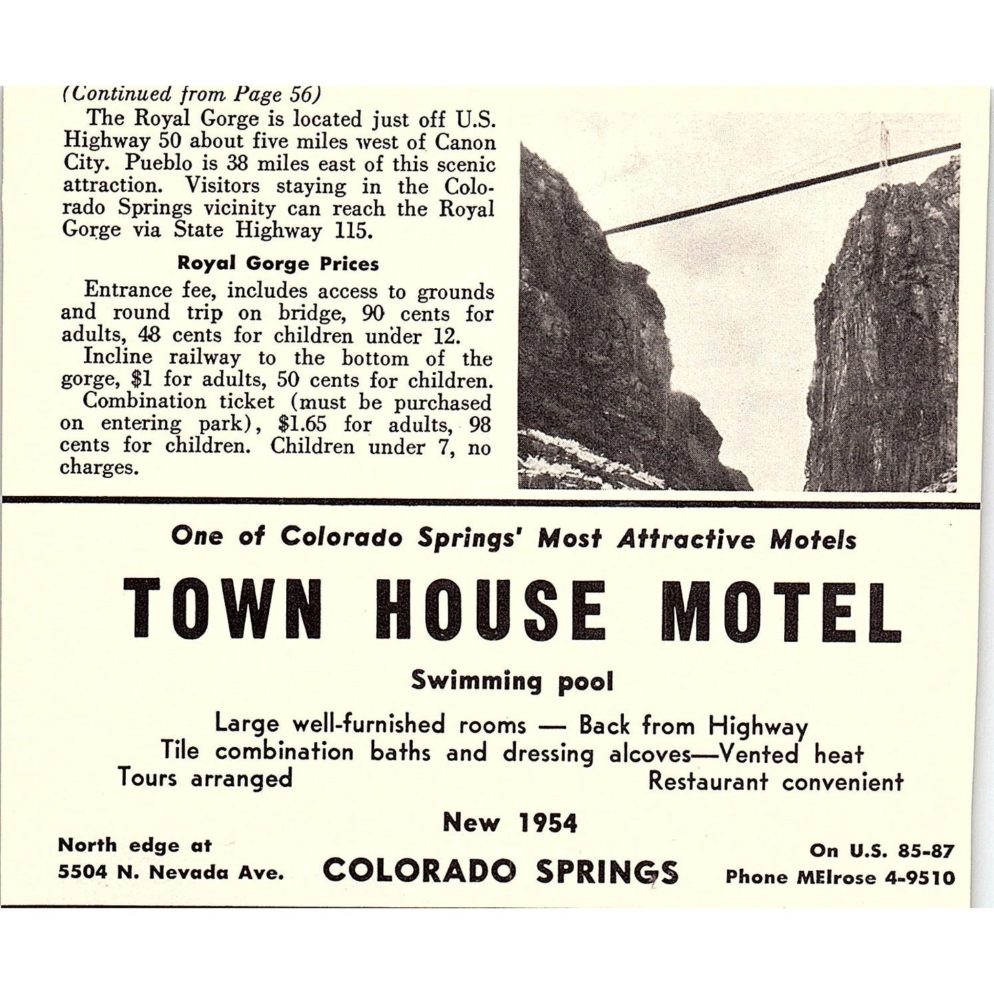 Foot Hill Lodge Manitou Springs CO 1958 Ad AG1-H5