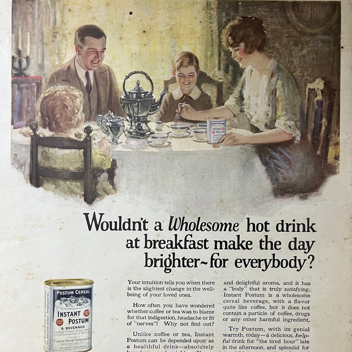 Postum For Health and Satisfaction Battle Creek MI Magazine Ad 10x14 V7