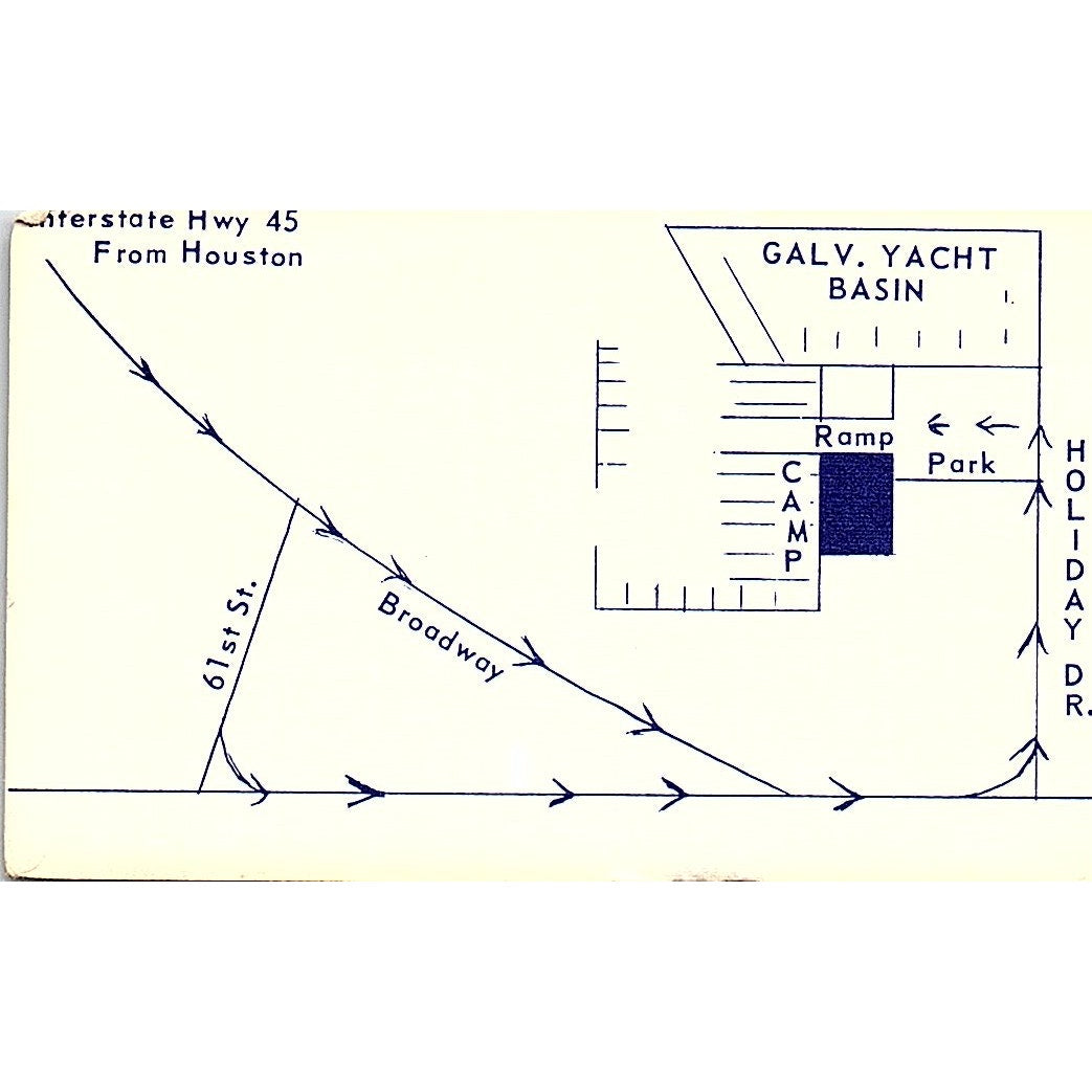 Galveston Yatch Basin Bait Camp Joe Martin Texas Vintage Business Card SB4-B10