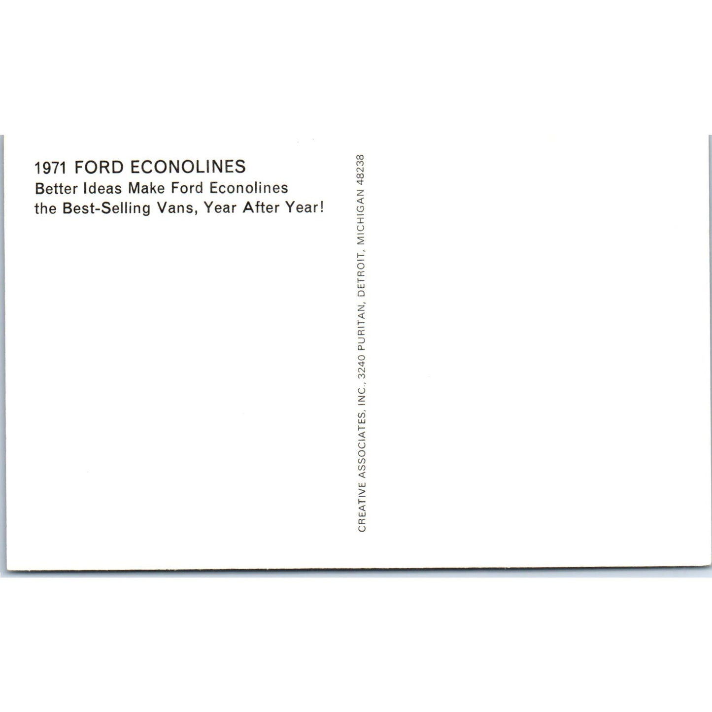 1971 Ford Econoline Van Yellow Promo Vintage Postcard PC11