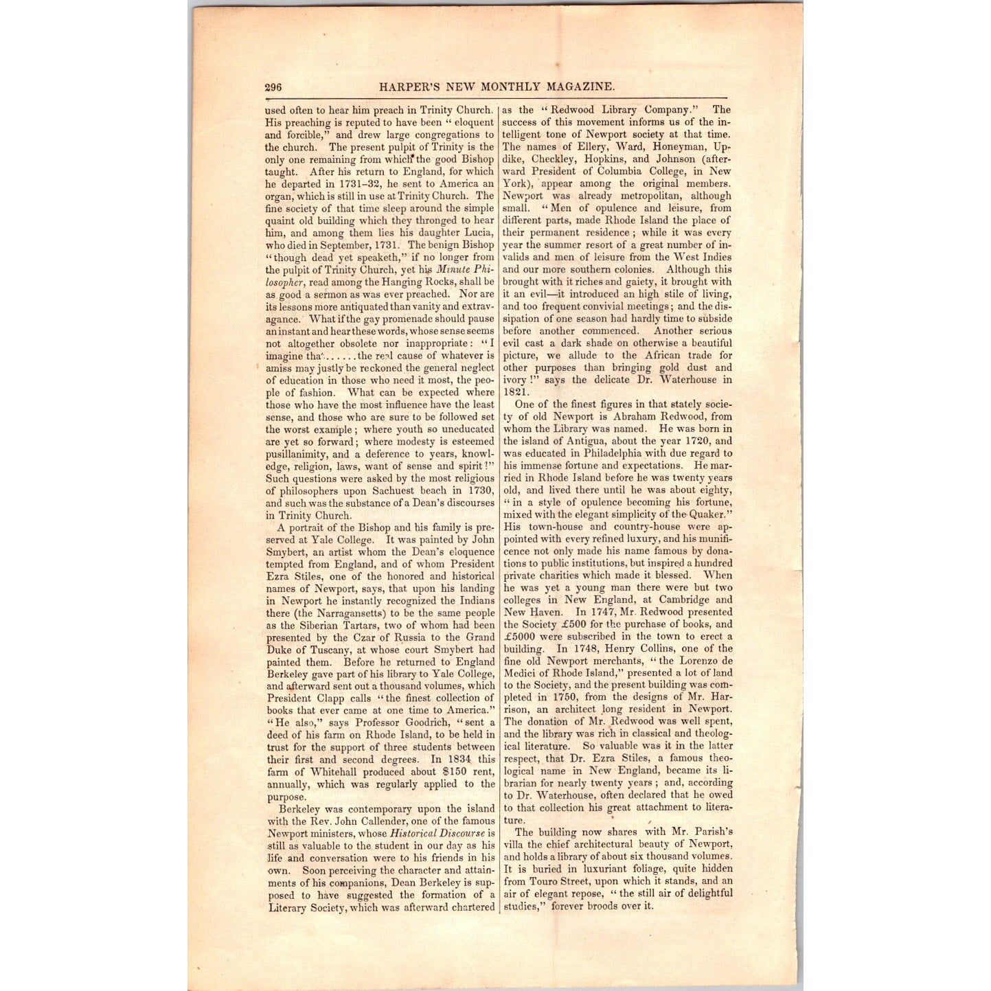 Newport Rhode Island Historical & Social Traveler- 15 Pages 1854 Article I19