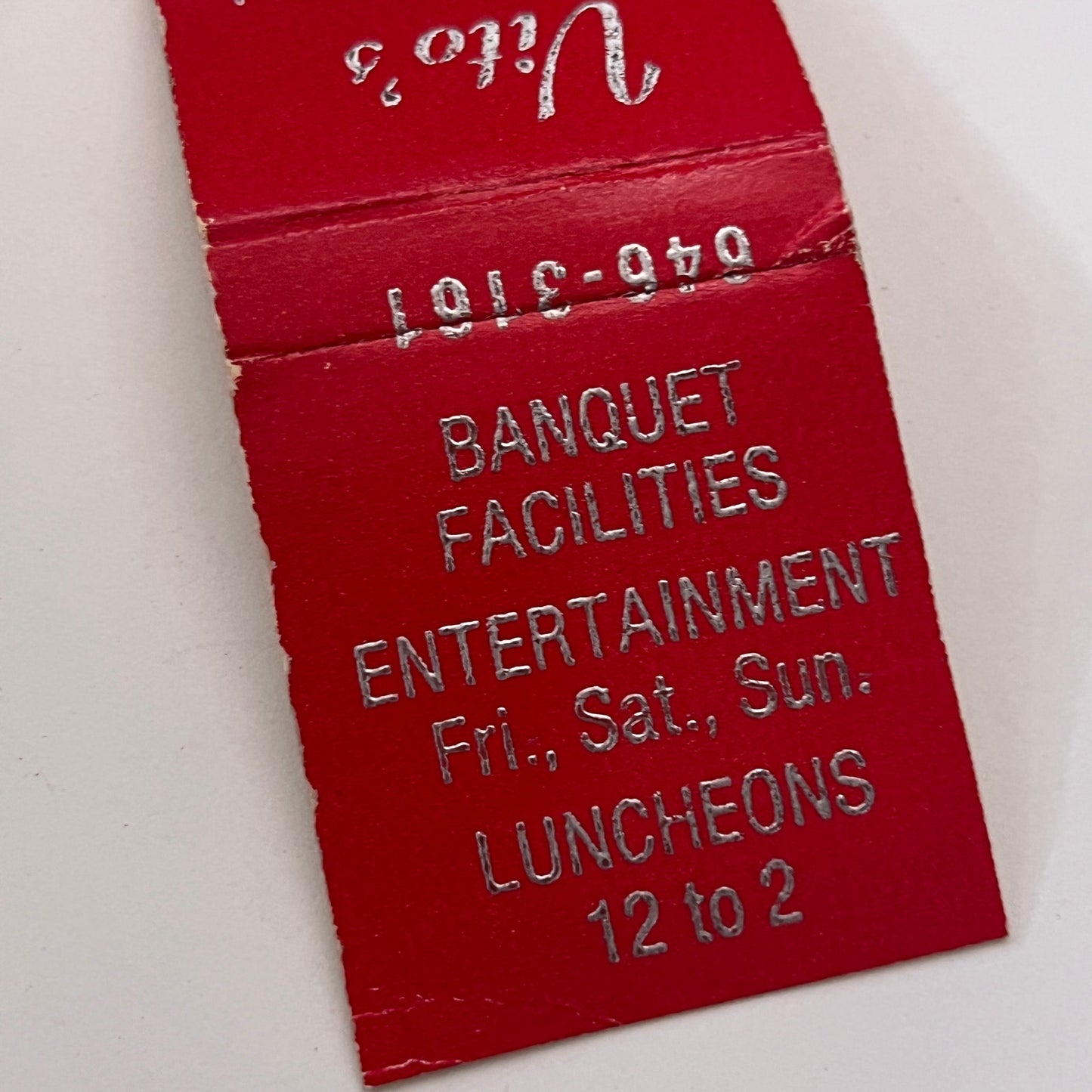 Vito's Villa Louisa Road Bolton CT Vintage Matchbook Cover TB8-MB-9