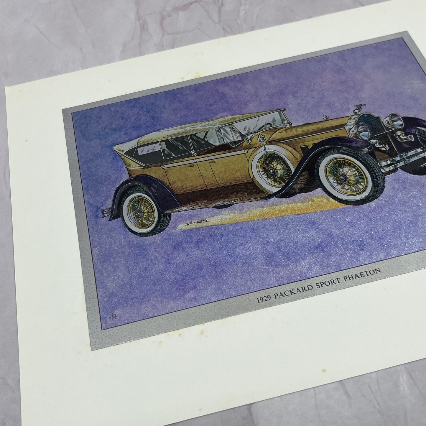 1929 Packard Sport Phaeton Vintage Chromatic Foil Etch 8x10" V19