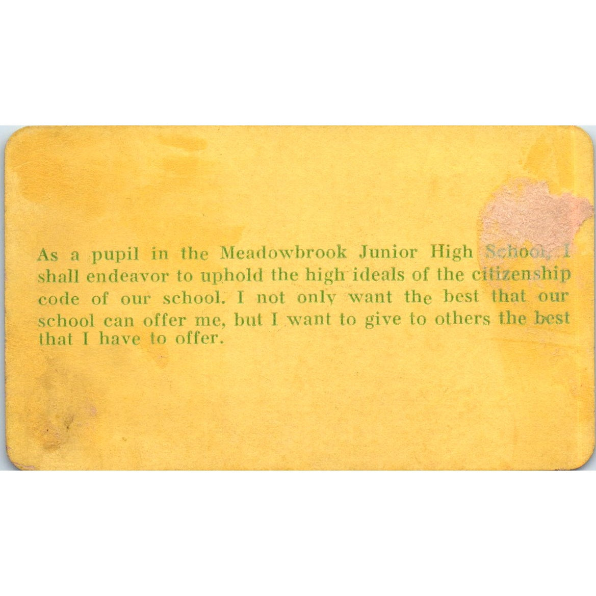 1937 Meadowbrook Junior High School Fort Worth Card Jerry Ruth Chandler AB8-RS1