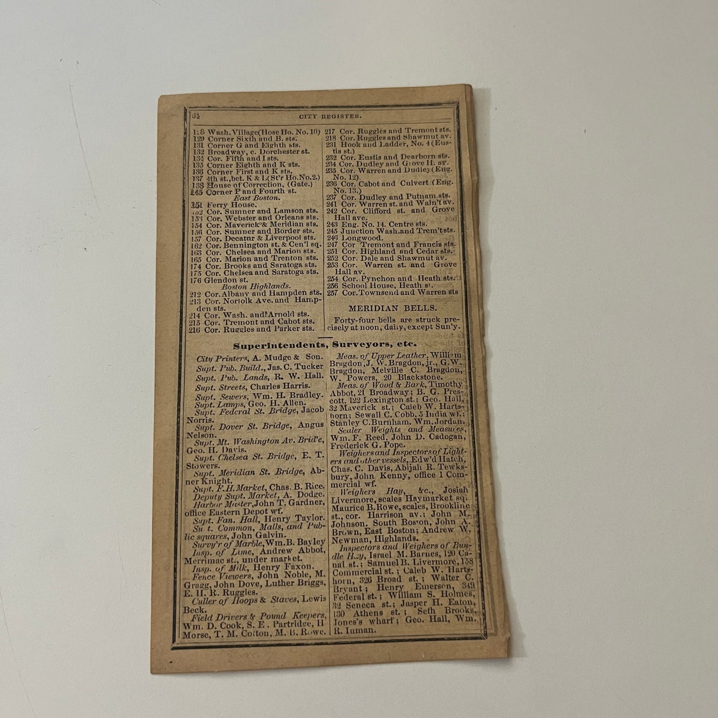 Boston Fire Department Listings 1871 Boston Almanac Clipping SAI2-H4