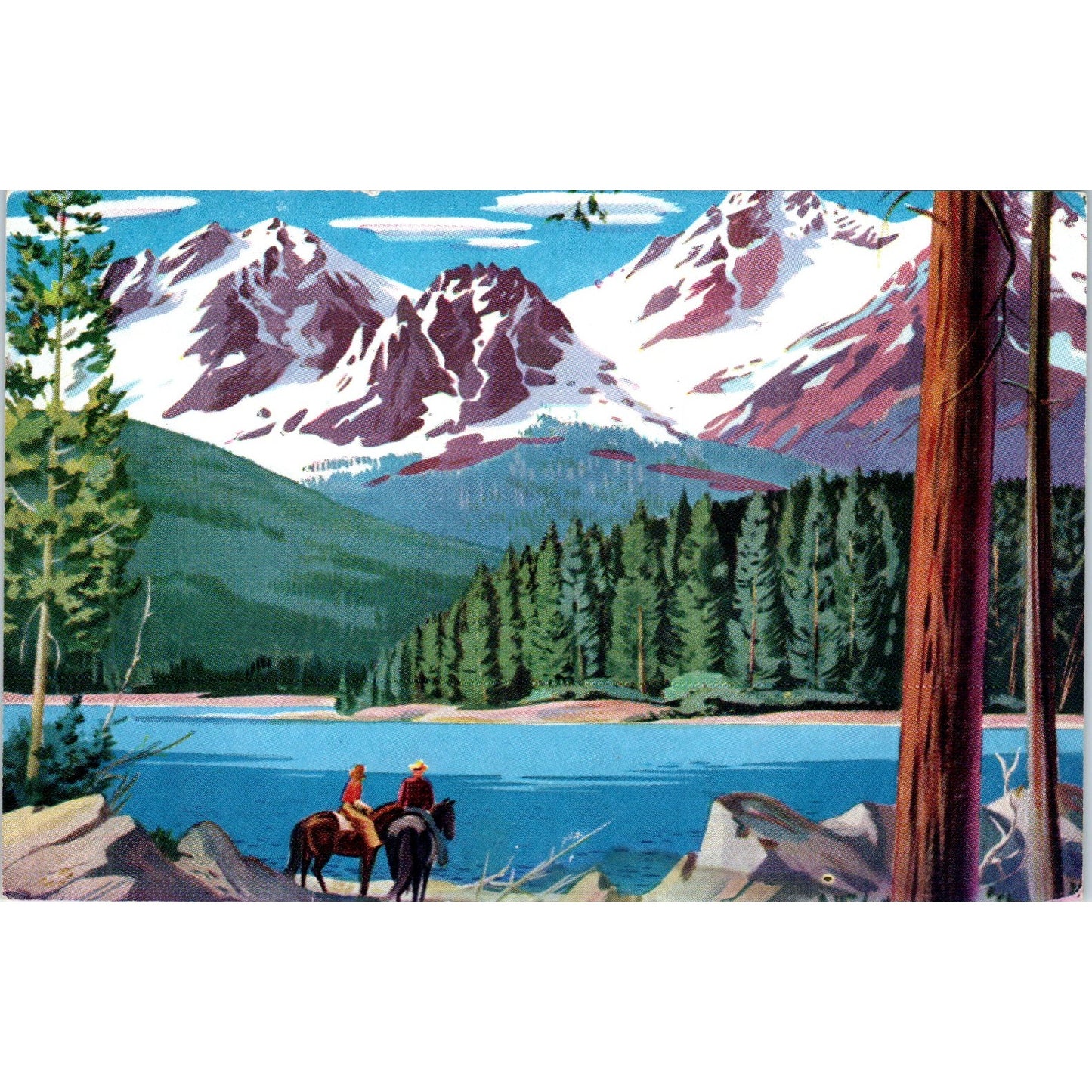 1945 Wyoming Union Pacific Railroad Illustration Vintage Postcard PE3
