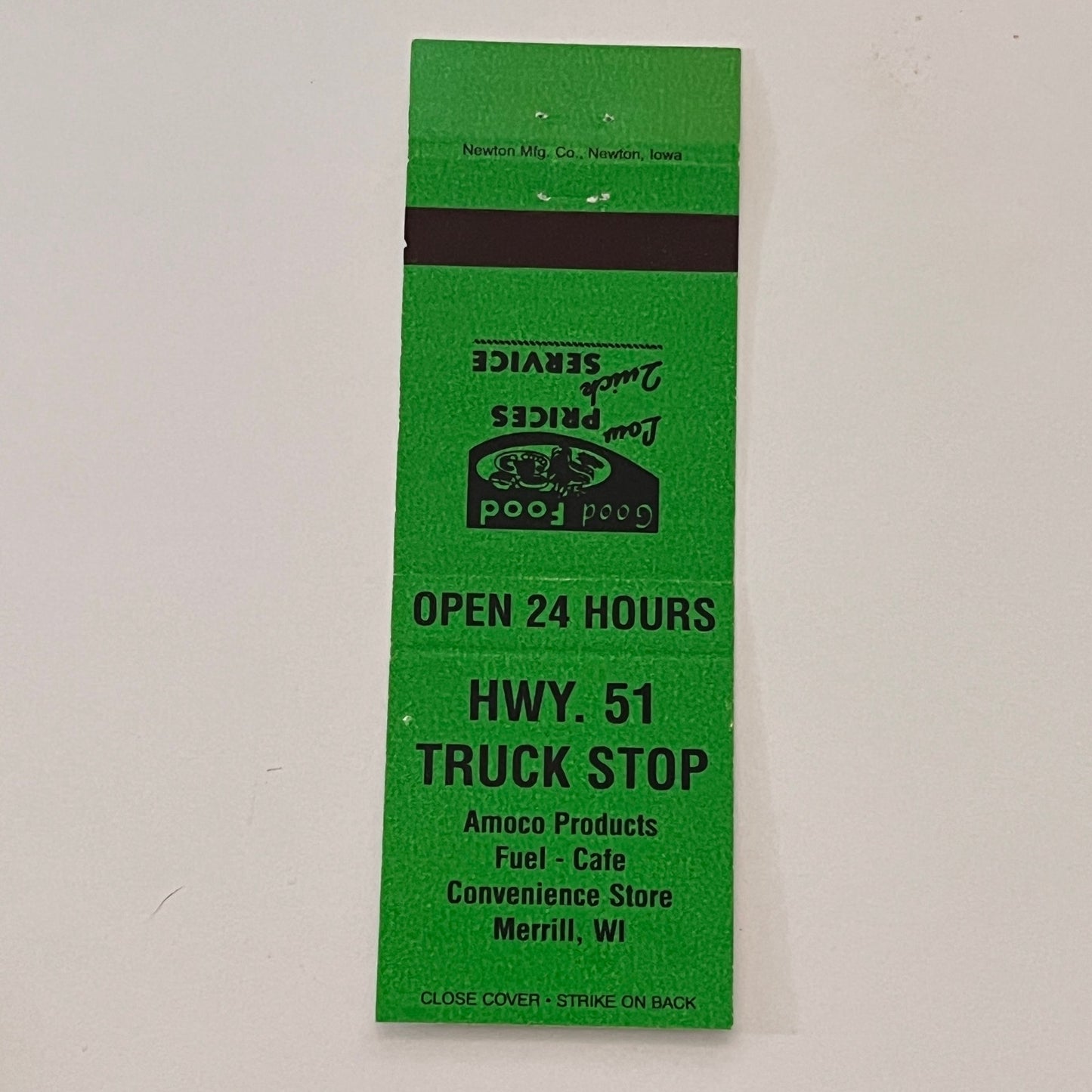Hwy 51 Truck Stop Merrill WI Vintage Matchbook Cover MB59-3