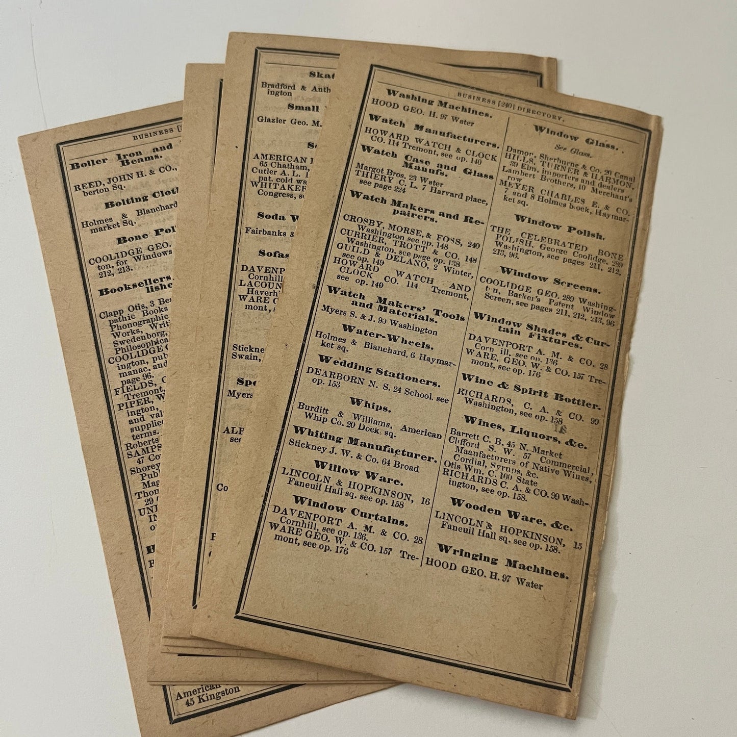 Boston Business Listings 8 Pages 1871 Boston Almanac Clipping SAI2-H4