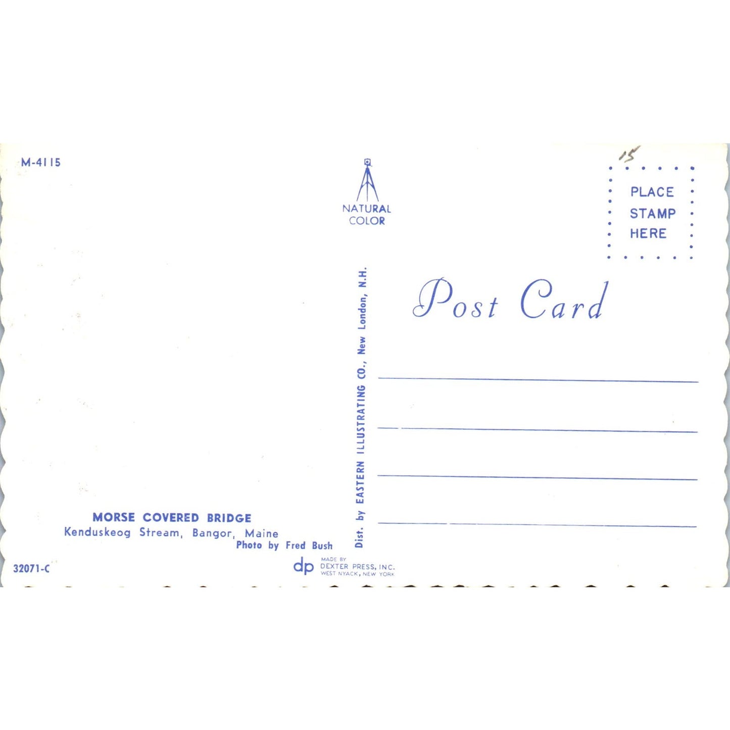 Morse Bridge Kenduskeag Stream Bangor Maine Covered Bridge Postcard PB13