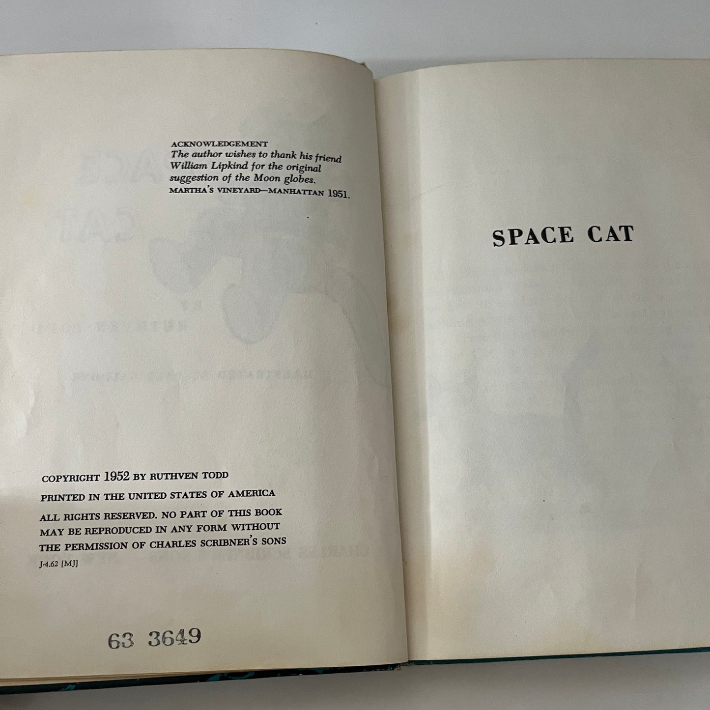 Vintage 1952 SPACE CAT by Ruthven Todd Hardcover Paul Galdone TK3