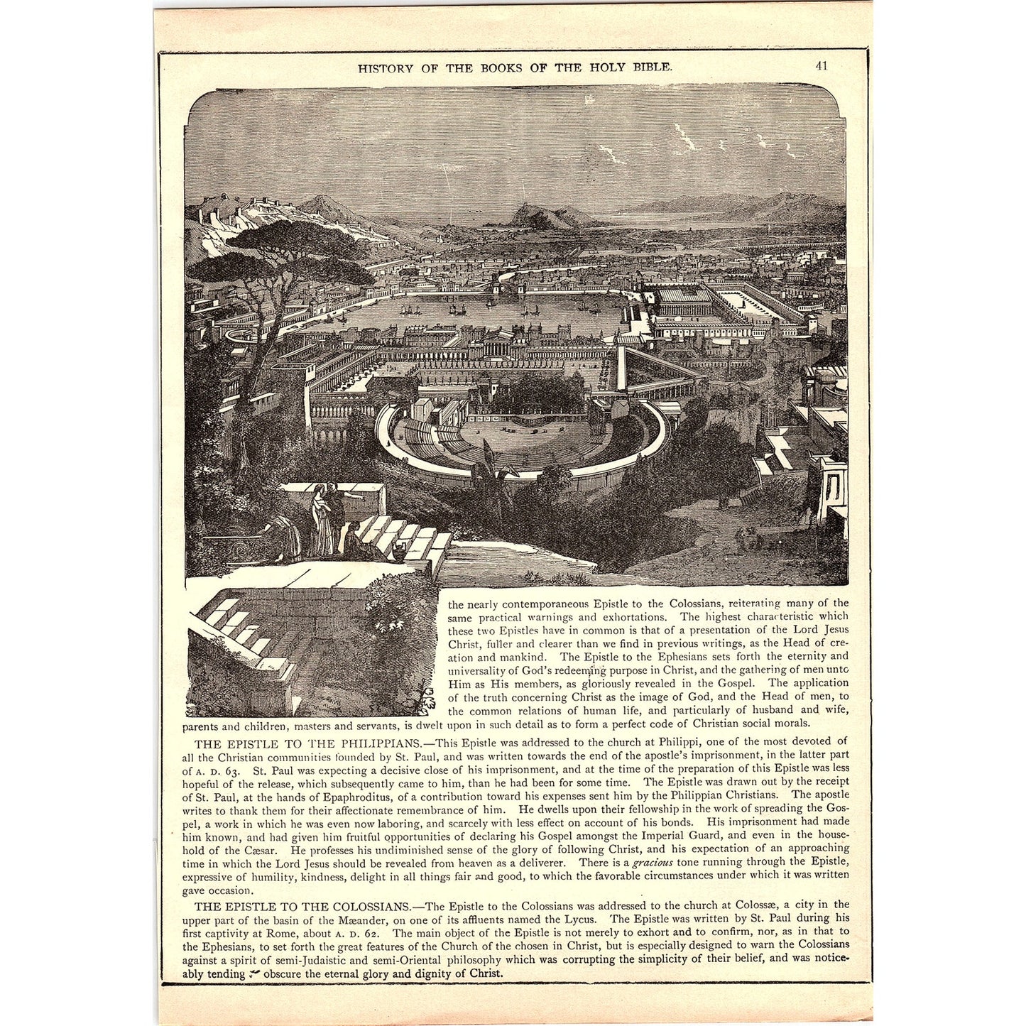The First and Second Epistles to the Thessalonians 1892 Bible Engraving SAG4-9