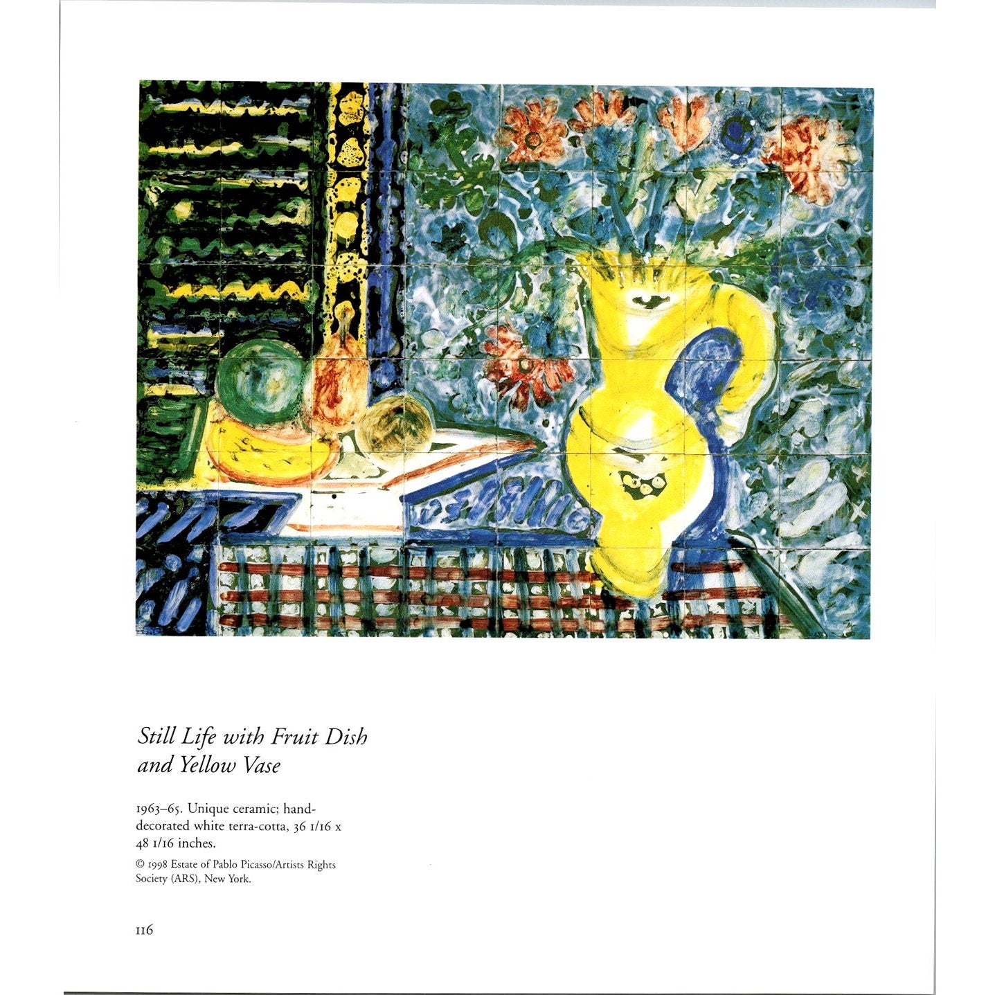Still Life Fruit Dish and Yellow Vase by Pablo Picasso Book Plate Art Print J4