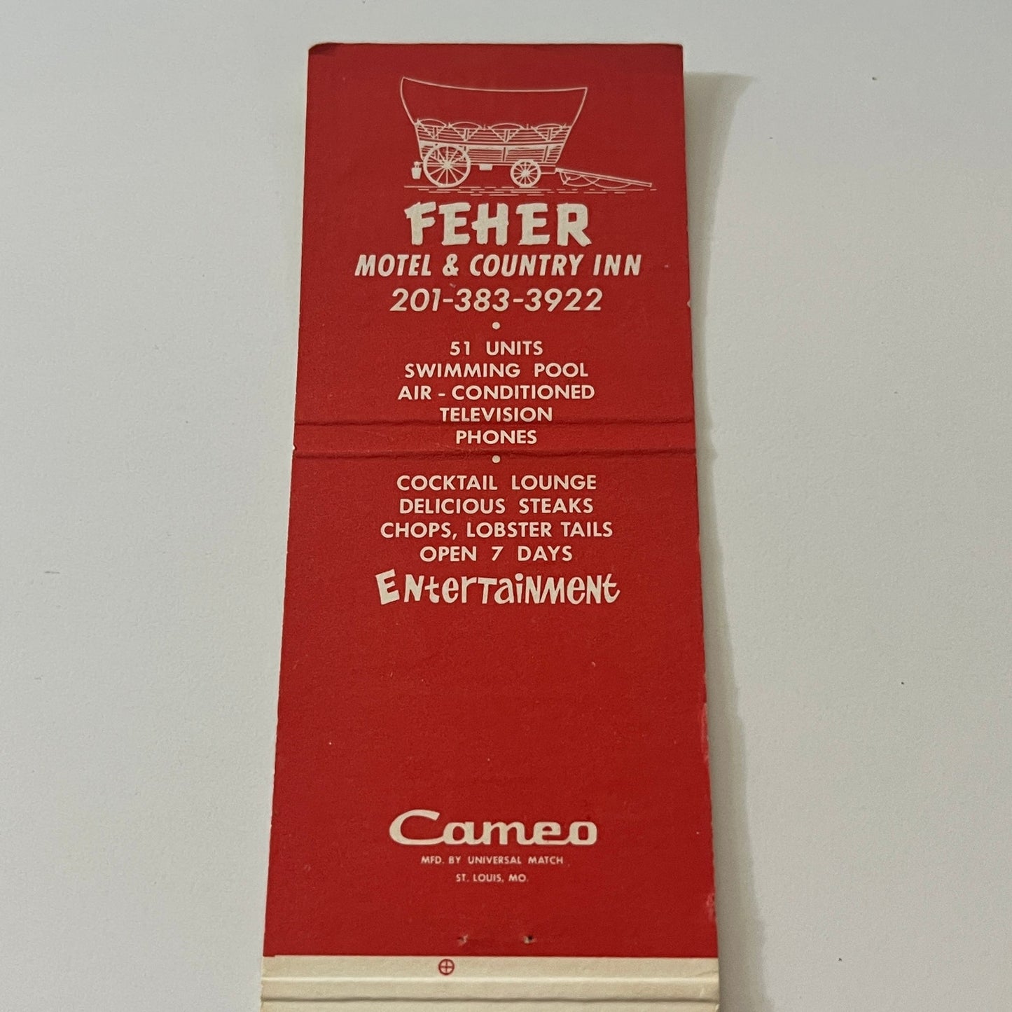 Feher Motel & Country Inn Newton NJ Vintage Matchbook Cover TB6-MB2-6