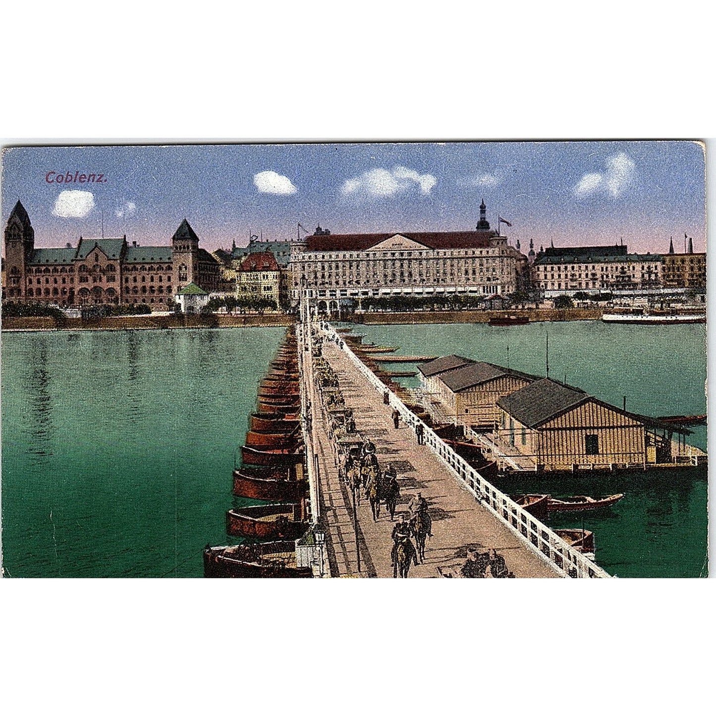 Coblenz Wharf View German Antique Postcard PE9