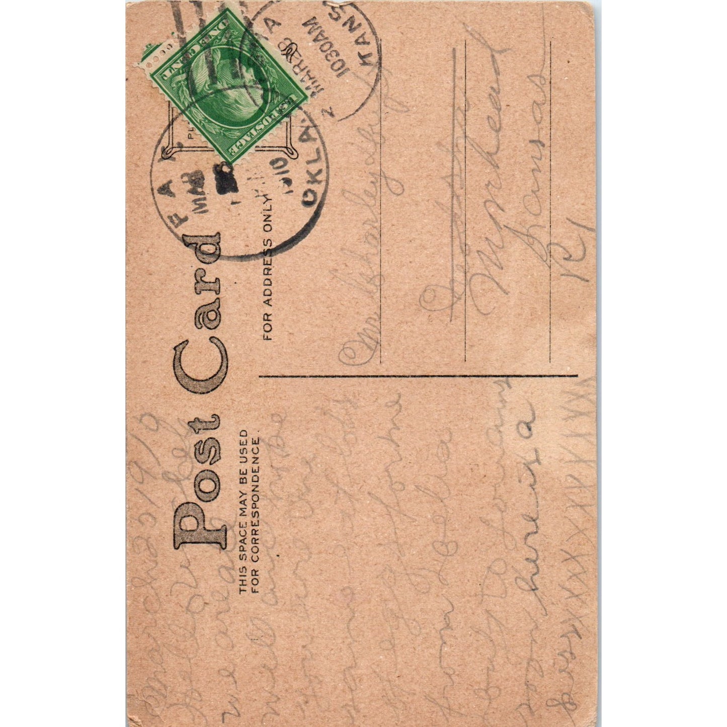 1910 A Joyous Eastertide Fay Oklahoma Antique Postcard PD8