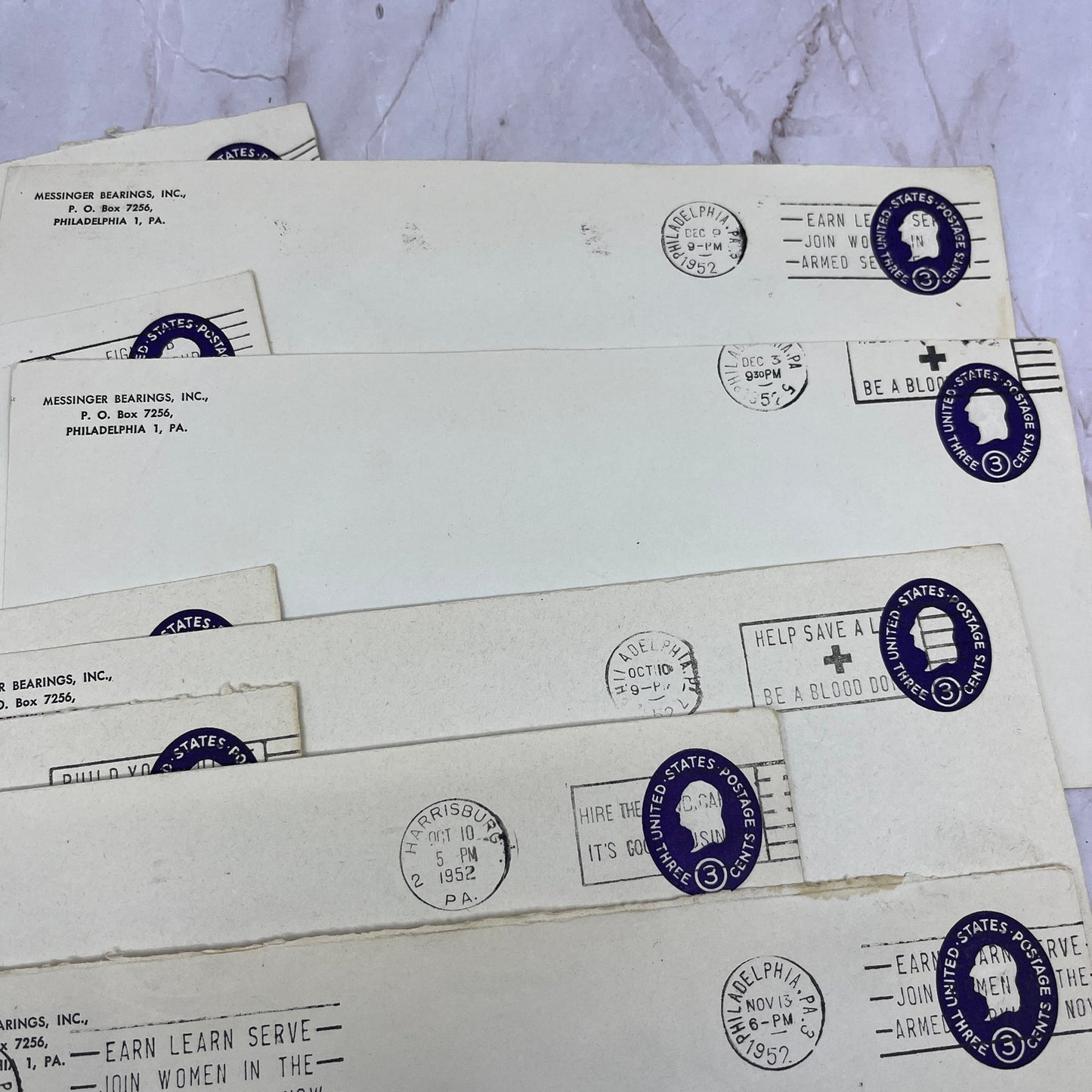 1950s Messinger Bearings Inc PA Postal Cover Envelopes L4-4-23