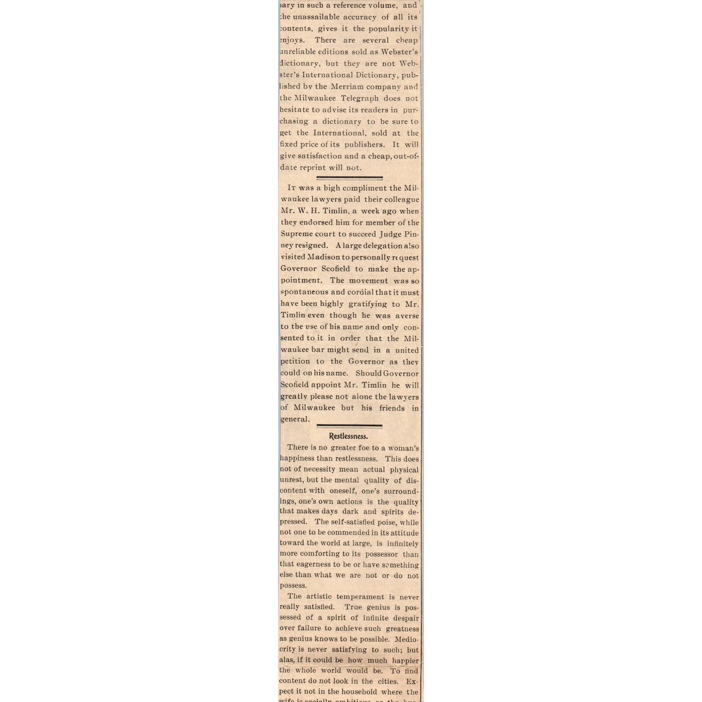 Rockefeller's Monument Milwaukee 1898 Newspaper Clip AF7-E12