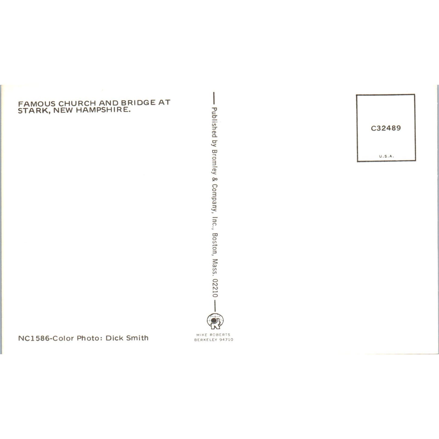 Famous Church and Bridge Stark NH Vintage Covered Bridge Postcard PC17