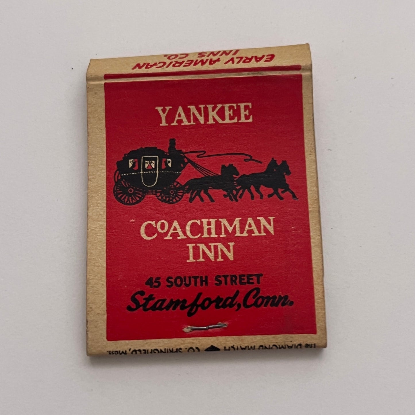 Yankee Pedlar Inn Coachman Inn Holyoke MA Vintage Matchbook Cover TB8-MB-1