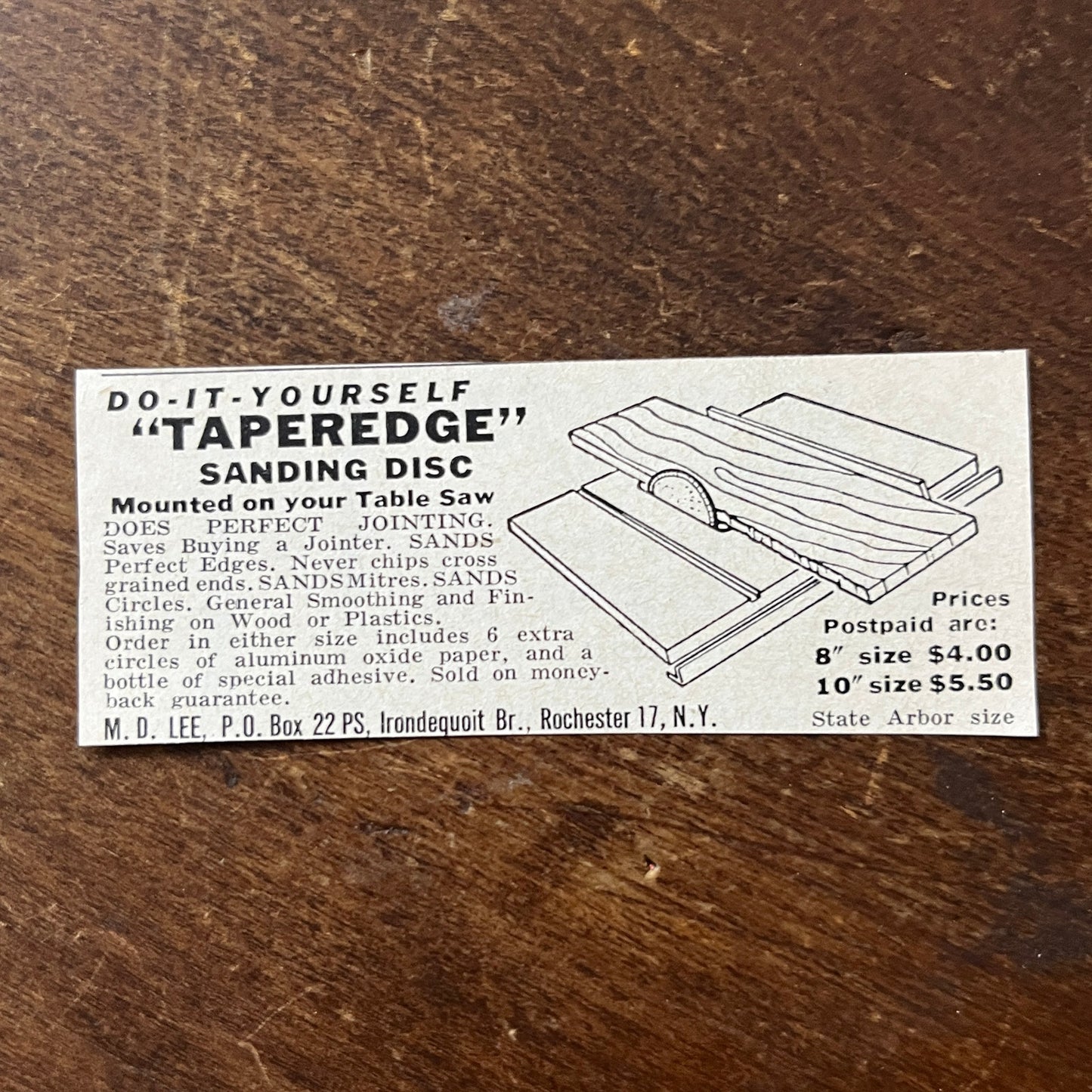 M.D. Lee Taperedge Sanding Disc Rochester NY 1955 Ad AF9-S8