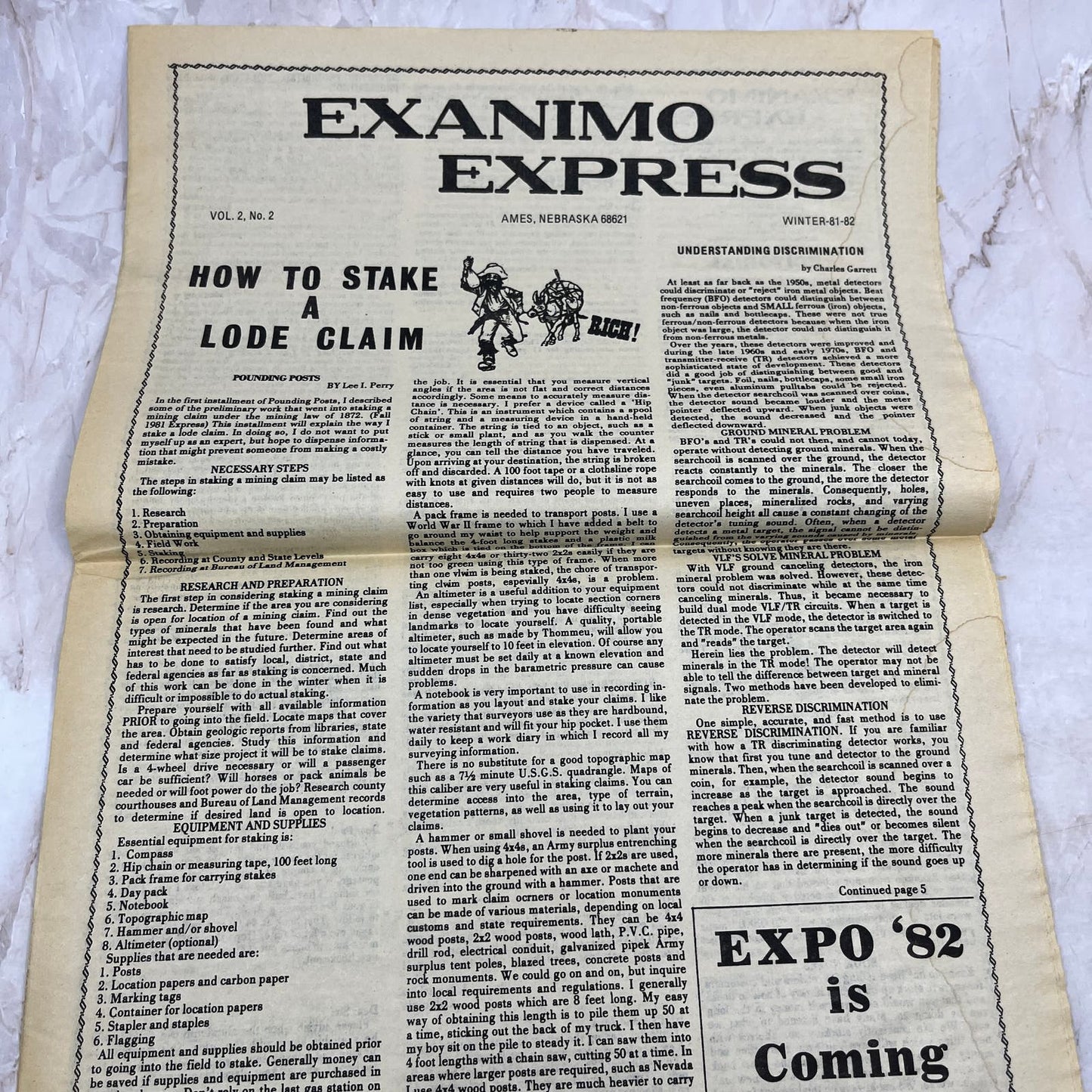 1982 Winter - Exanimo Express Treasure Hunting Newsletter - Ames NE M11