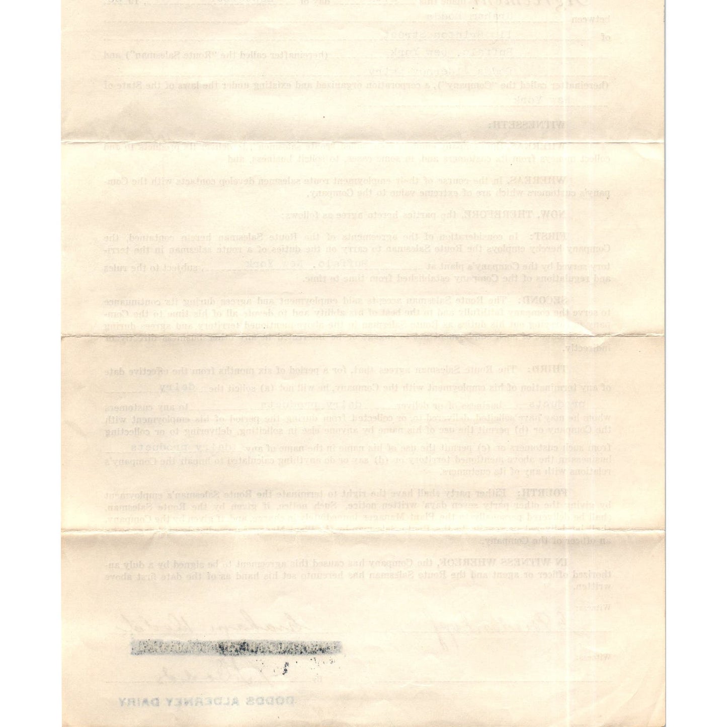 1935 Graham Dodds Alderney Dairy Agreement Buffalo NY AE6-1