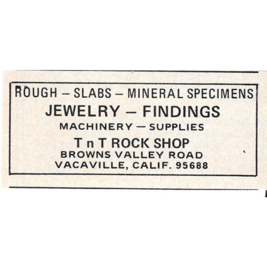TnT Rock Shop Jewelry Findings Vacaville CA 1971 Magazine Ad AD8-O2